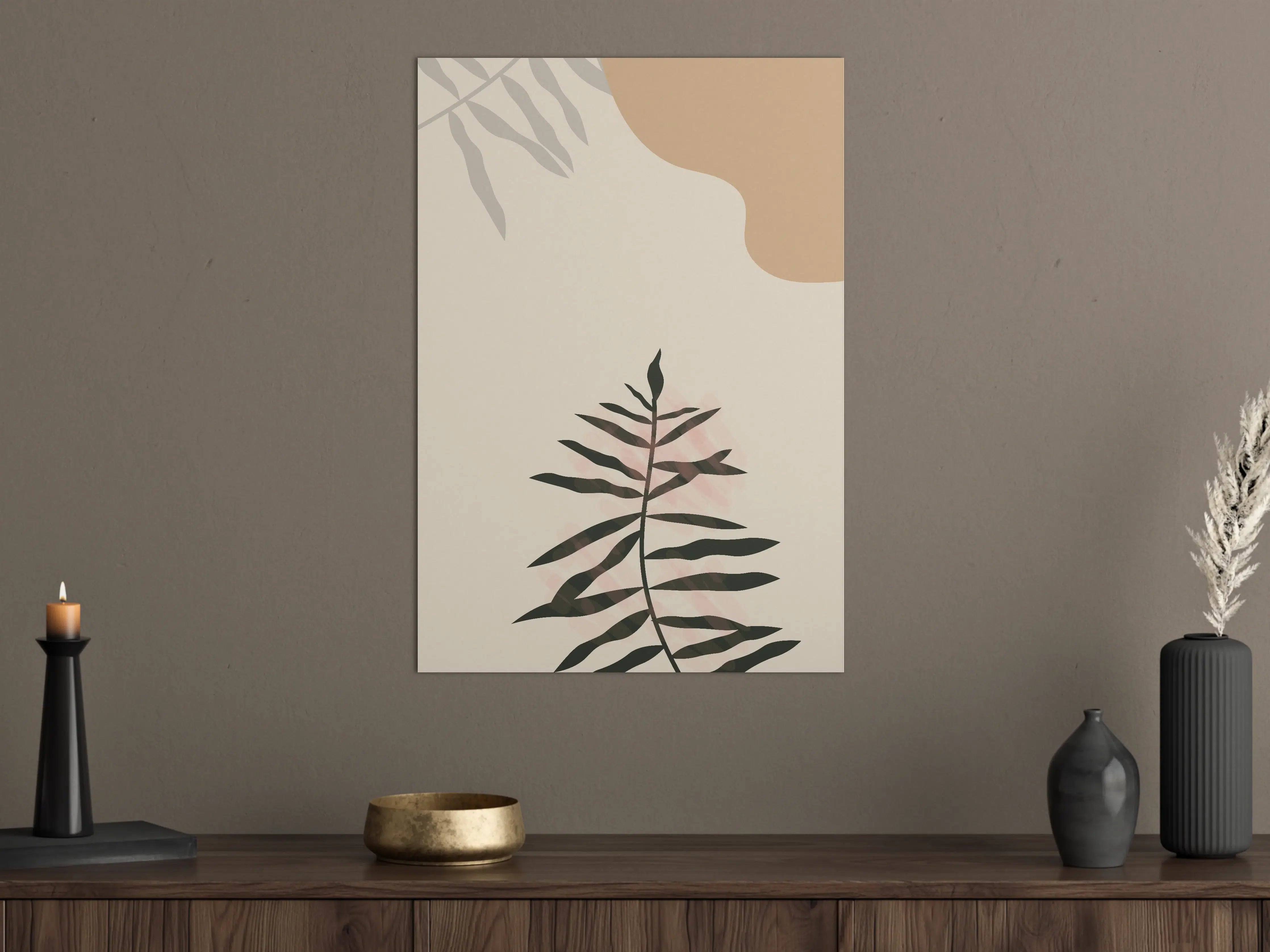 Große Wandbilder - Minimalistisches Pflanzenmotiv in Sanften Erdtönen