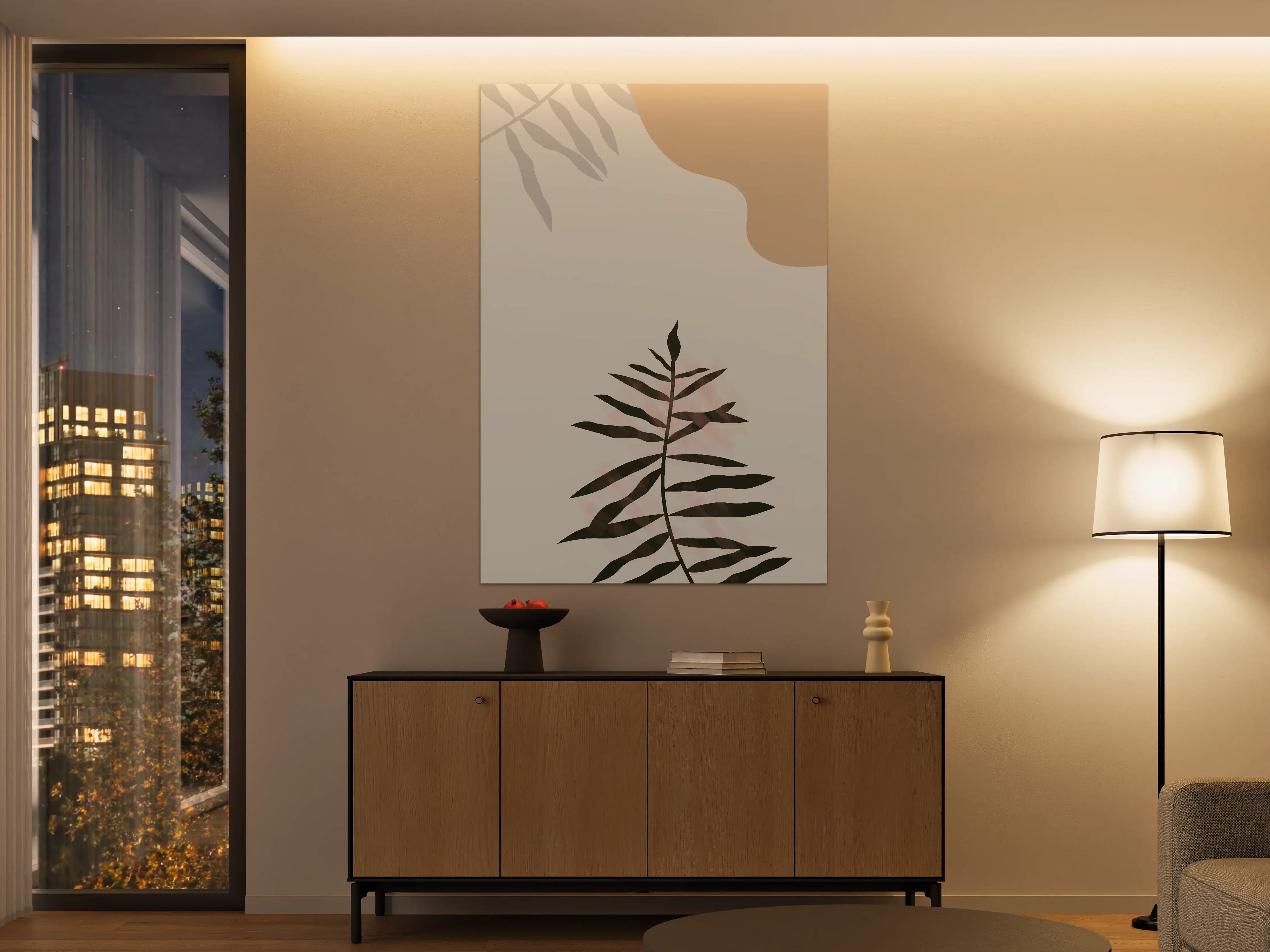 Große Wandbilder - Minimalistisches Pflanzenmotiv in Sanften Erdtönen
