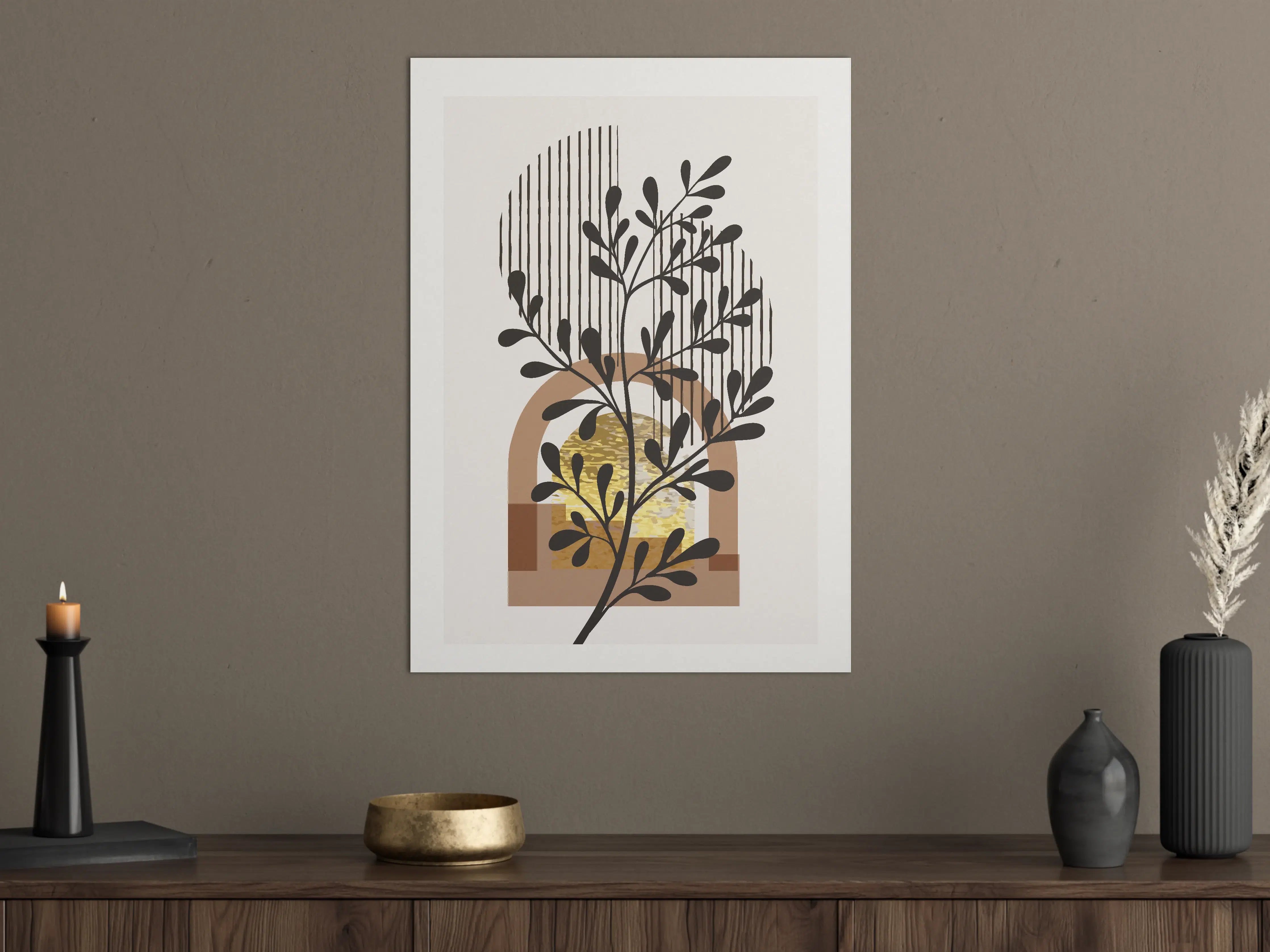Große Wandbilder - Minimalistisches Pflanzenmotiv mit natürlicher Farbpalette