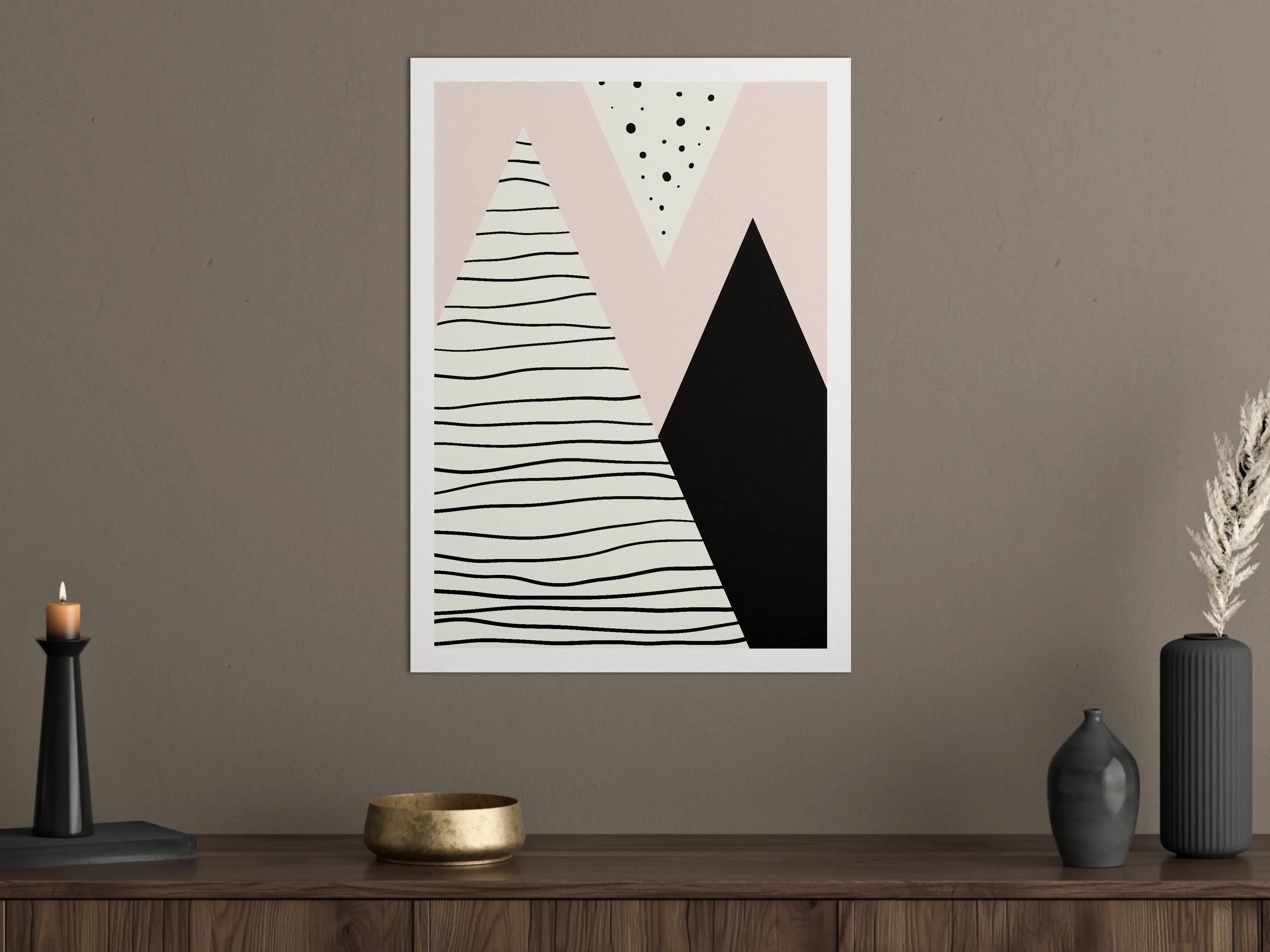 Große Wandbilder - Minimalistisches Pike-Design in Rosa, Schwarz und Weiß