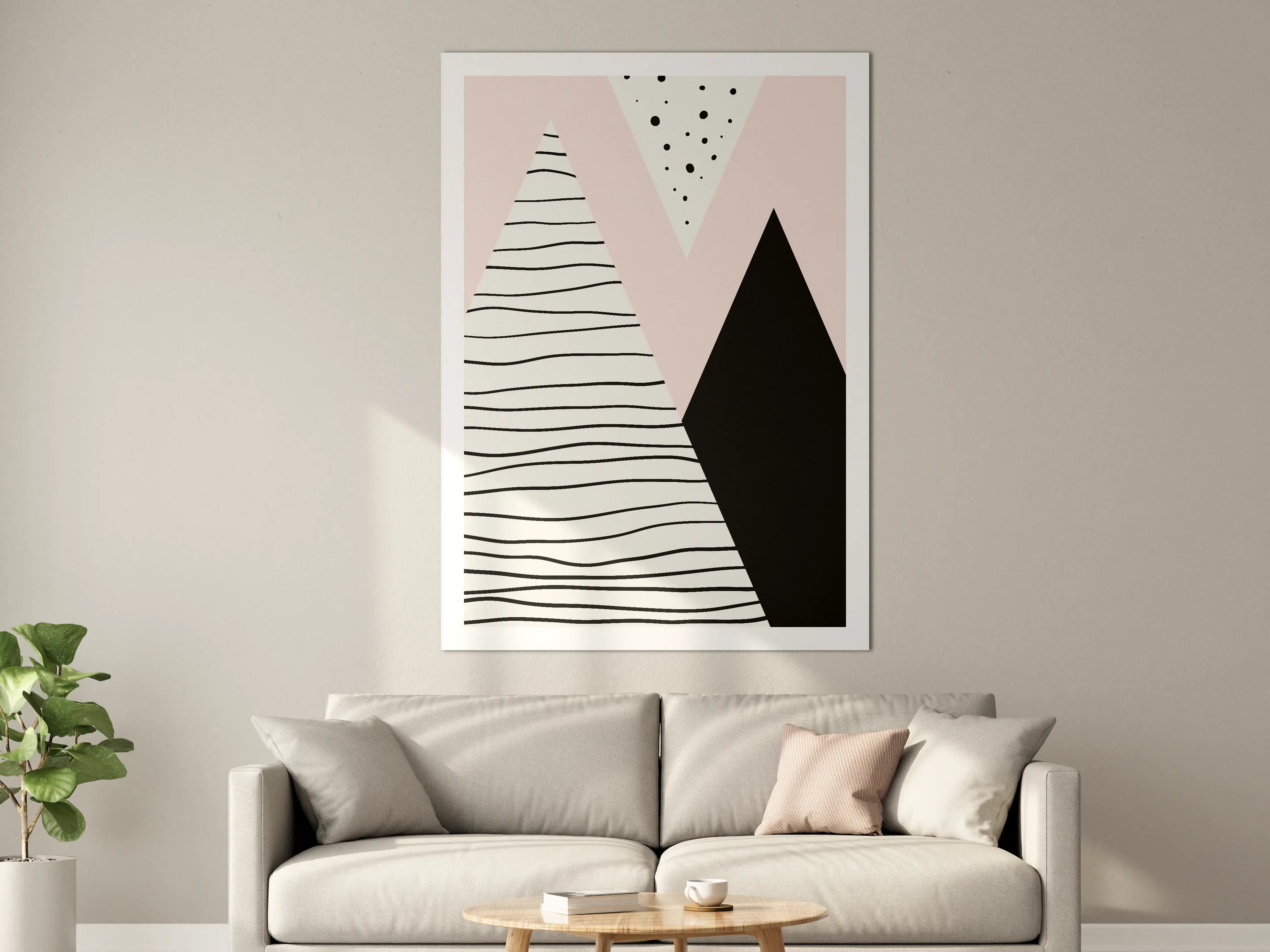 Große Wandbilder - Minimalistisches Pike-Design in Rosa, Schwarz und Weiß