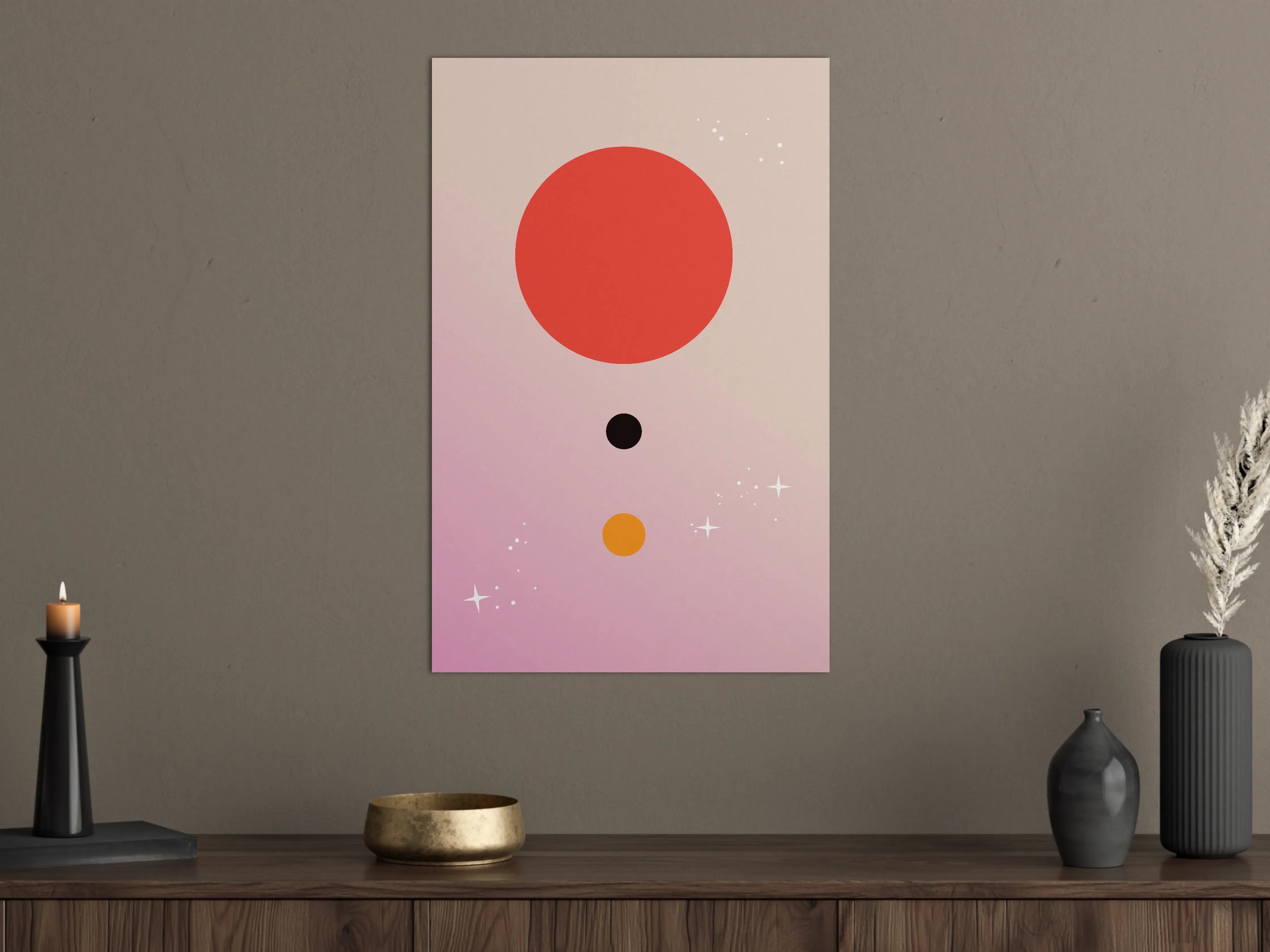 Große Wandbilder - Minimalistisches Planeten-Design in sanften Pastelltönen