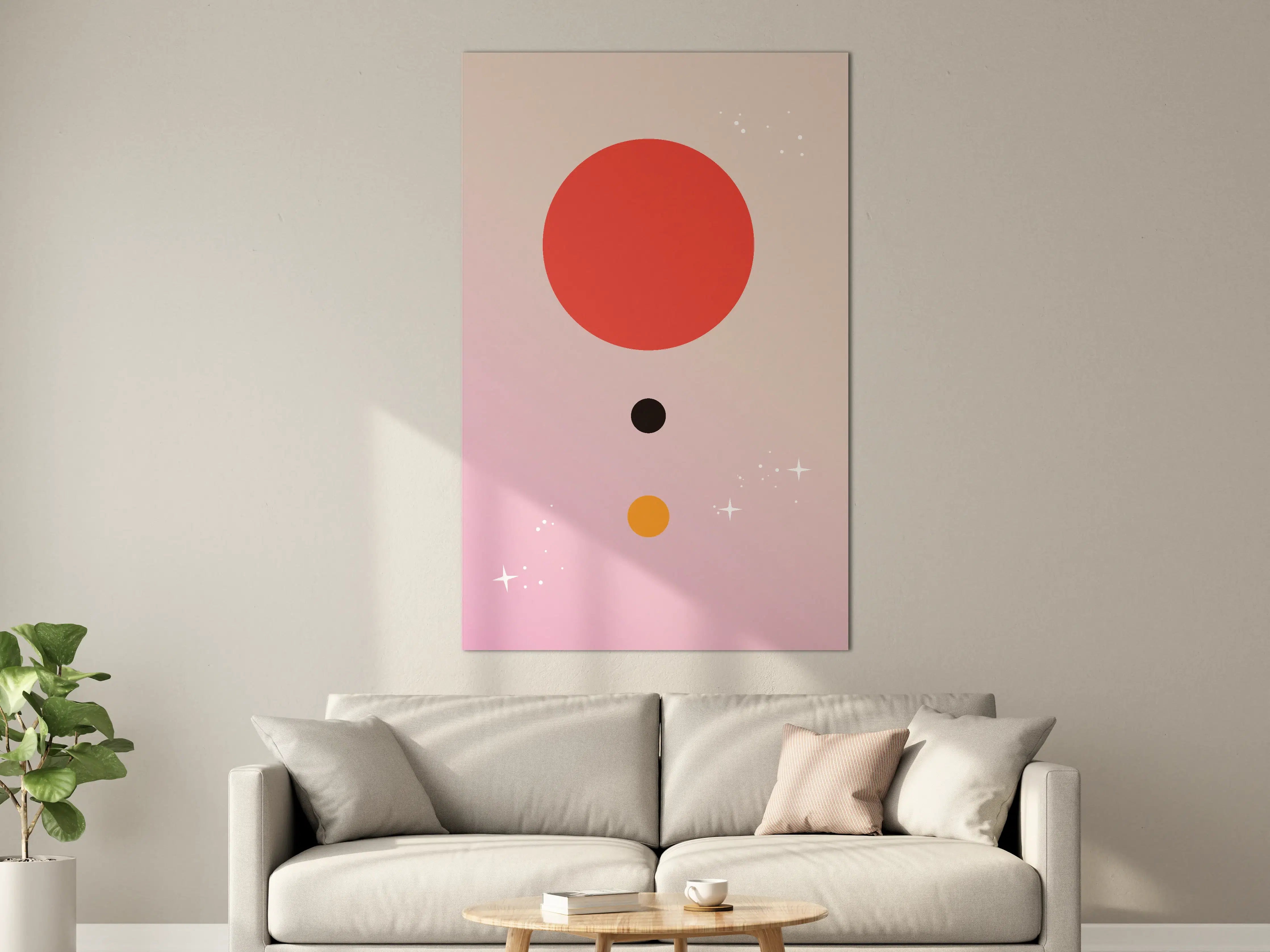Große Wandbilder - Minimalistisches Planeten-Design in sanften Pastelltönen