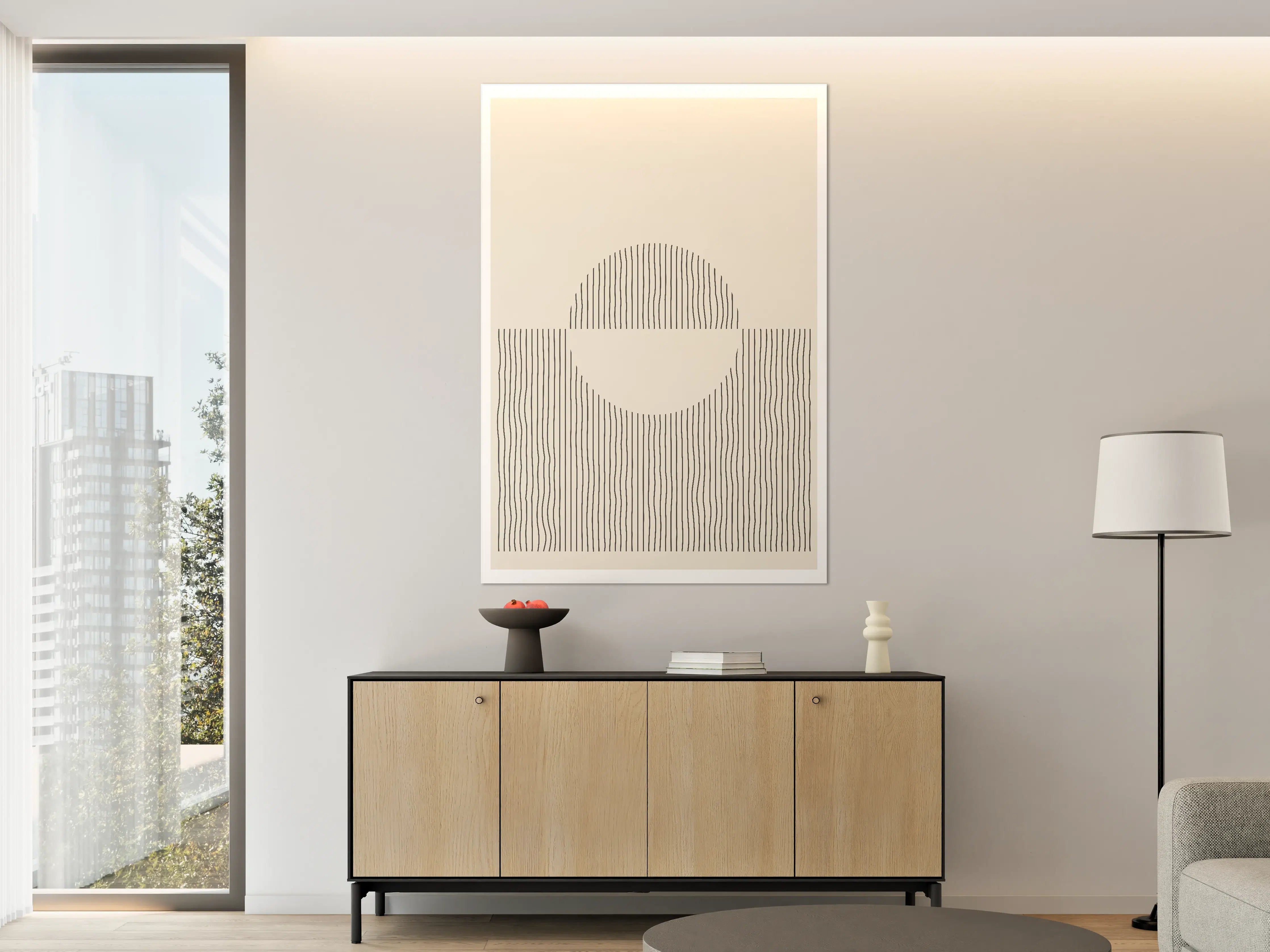Große Wandbilder - Minimalistisches Sonnenmotiv in Schwarz-Weiß