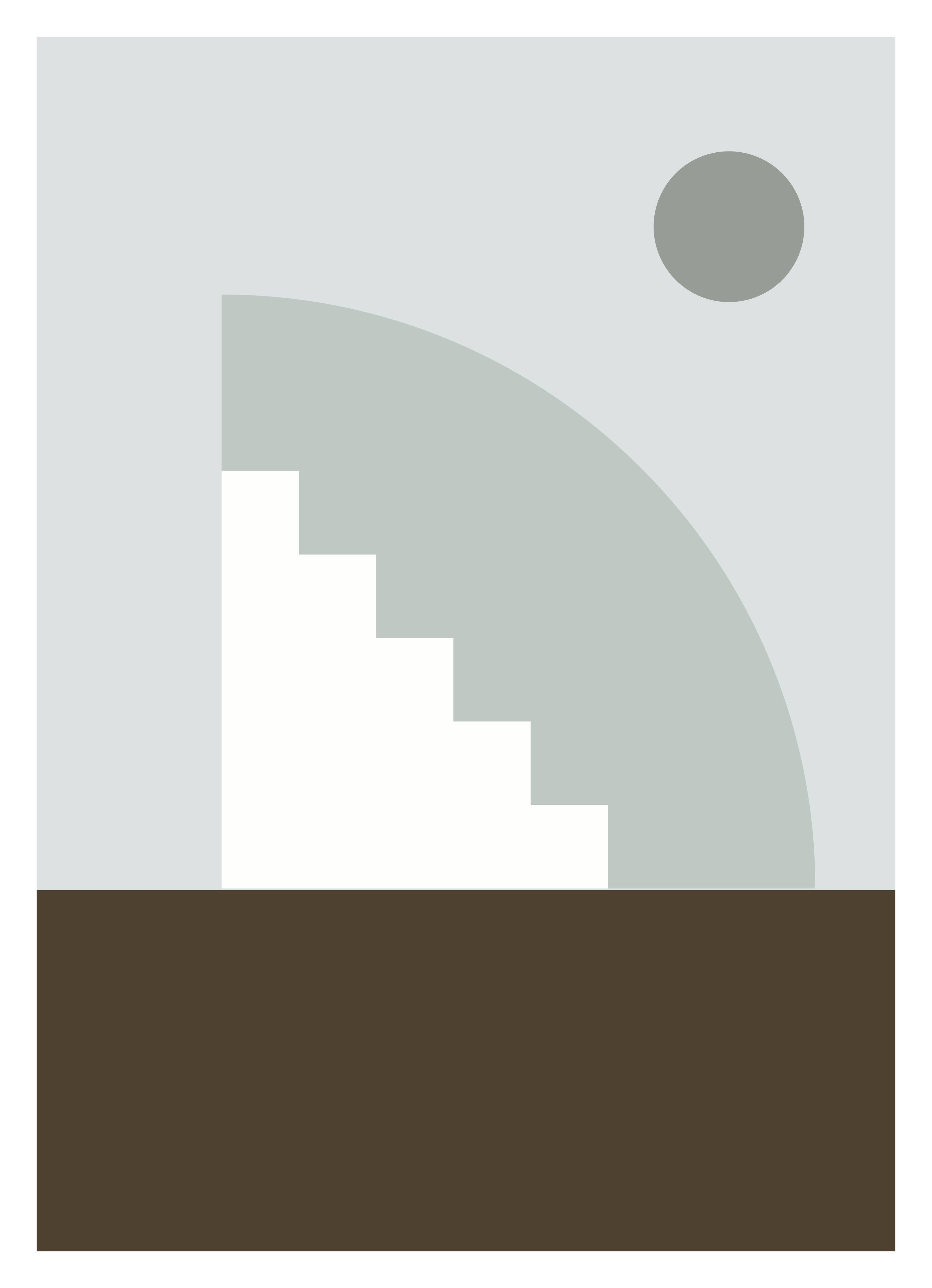 Große Wandbilder-Minimalistisches Treppen-Design in Grau und Erdbraun