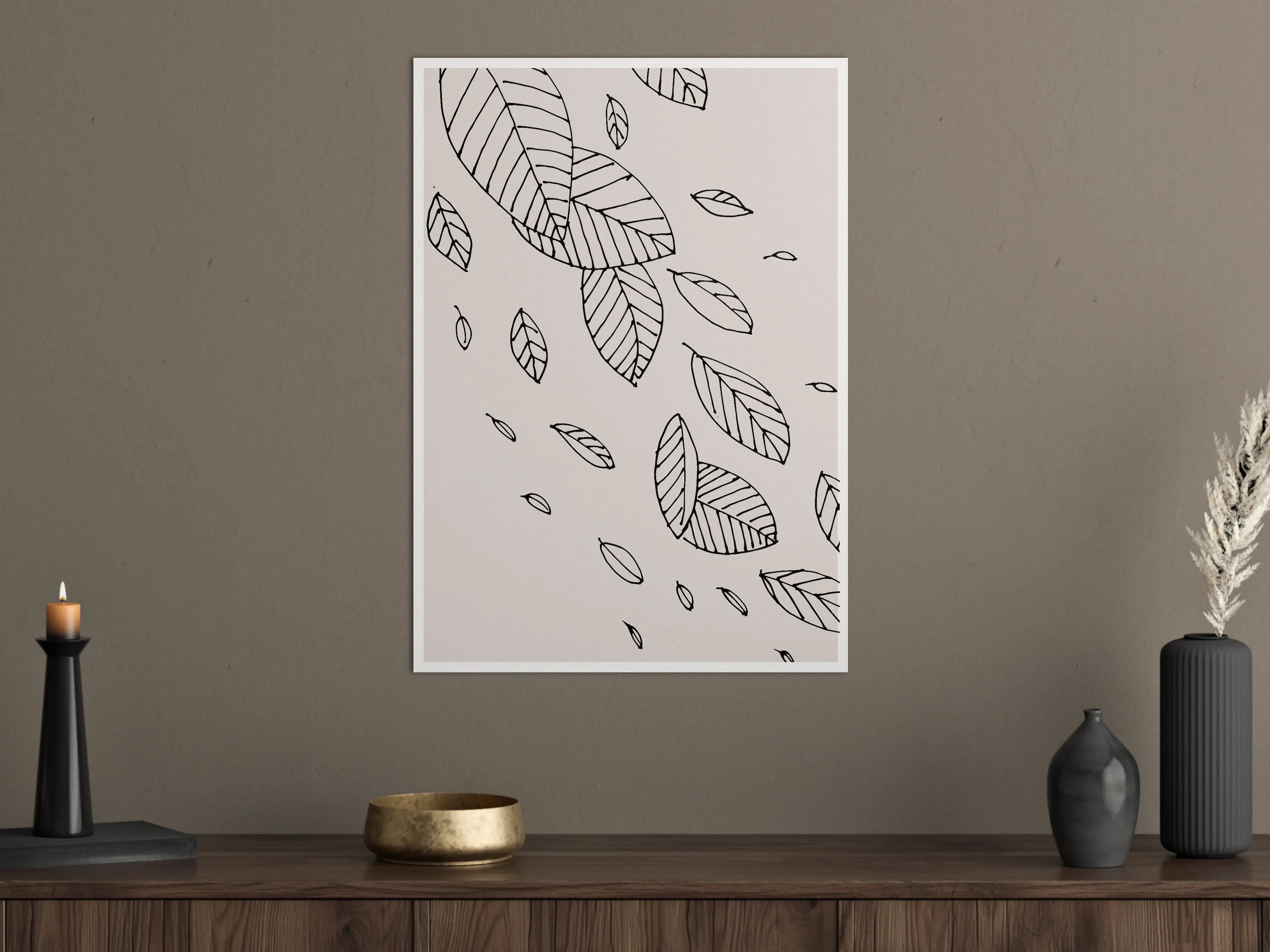 Große Wandbilder - Minimalistisches Zweig-Design in Schwarz-Weiß