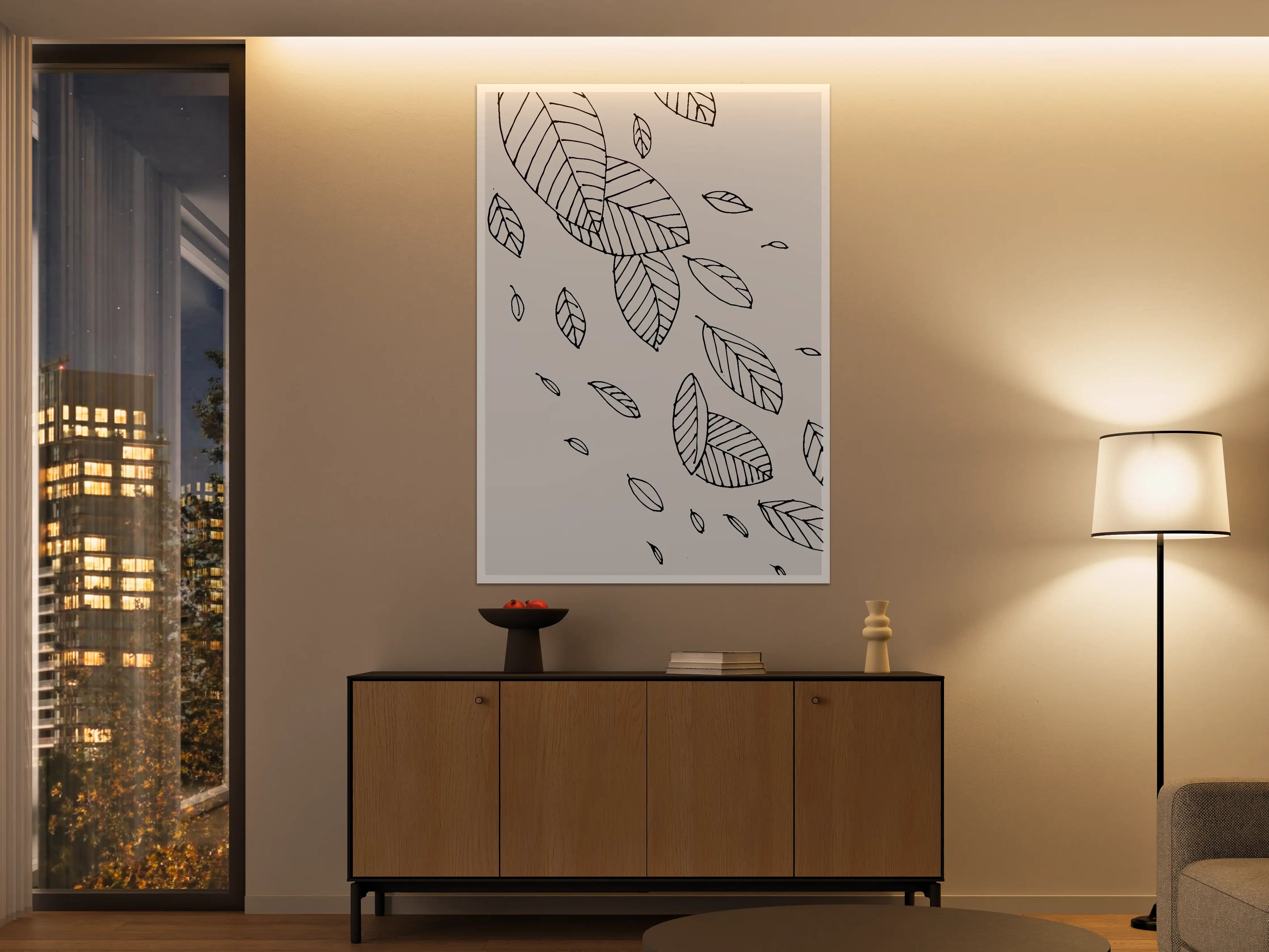 Große Wandbilder - Minimalistisches Zweig-Design in Schwarz-Weiß