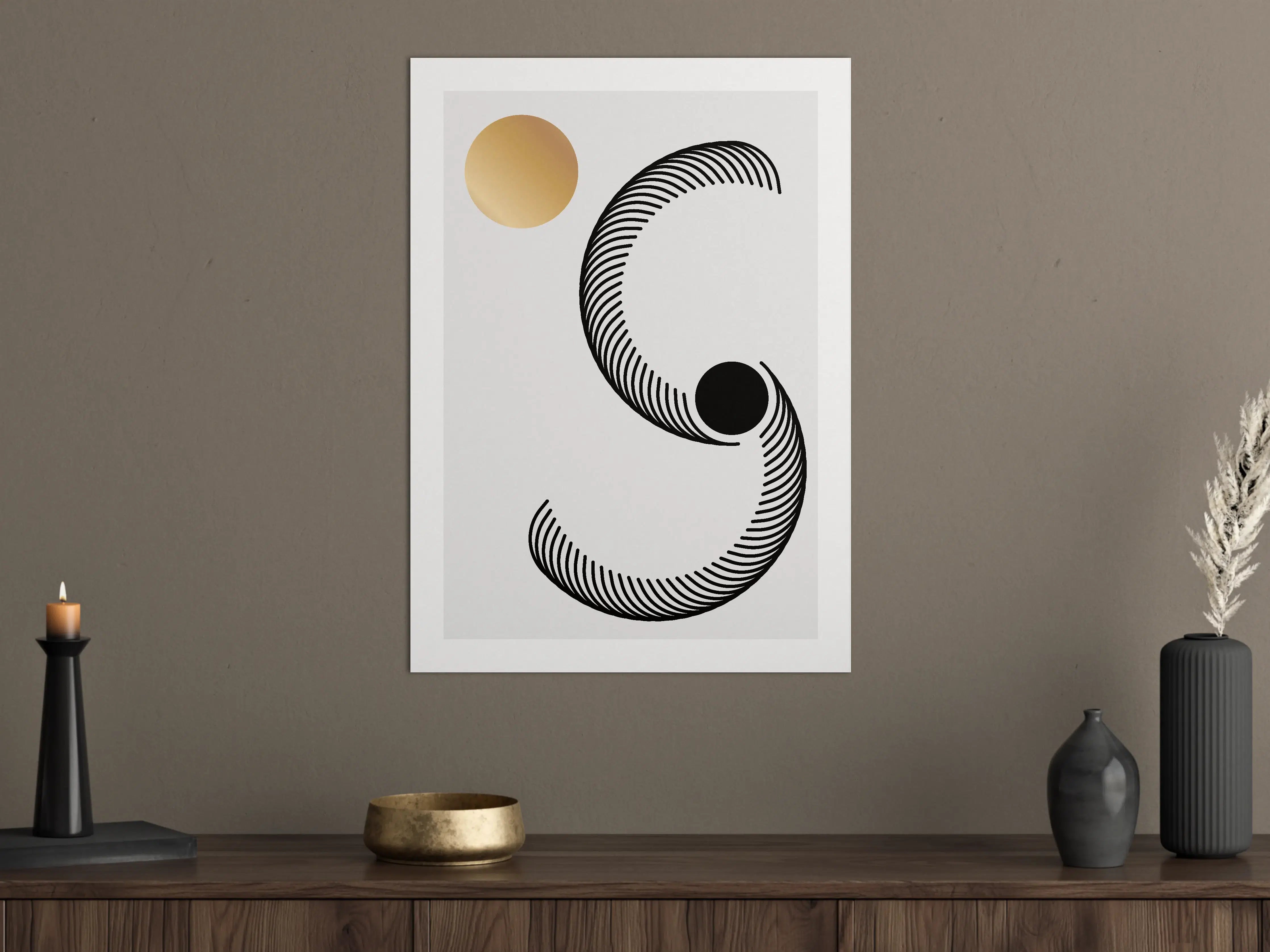 Große Wandbilder - Minimalistisches abstractes Kunstmotiv in Schwarz und Gold