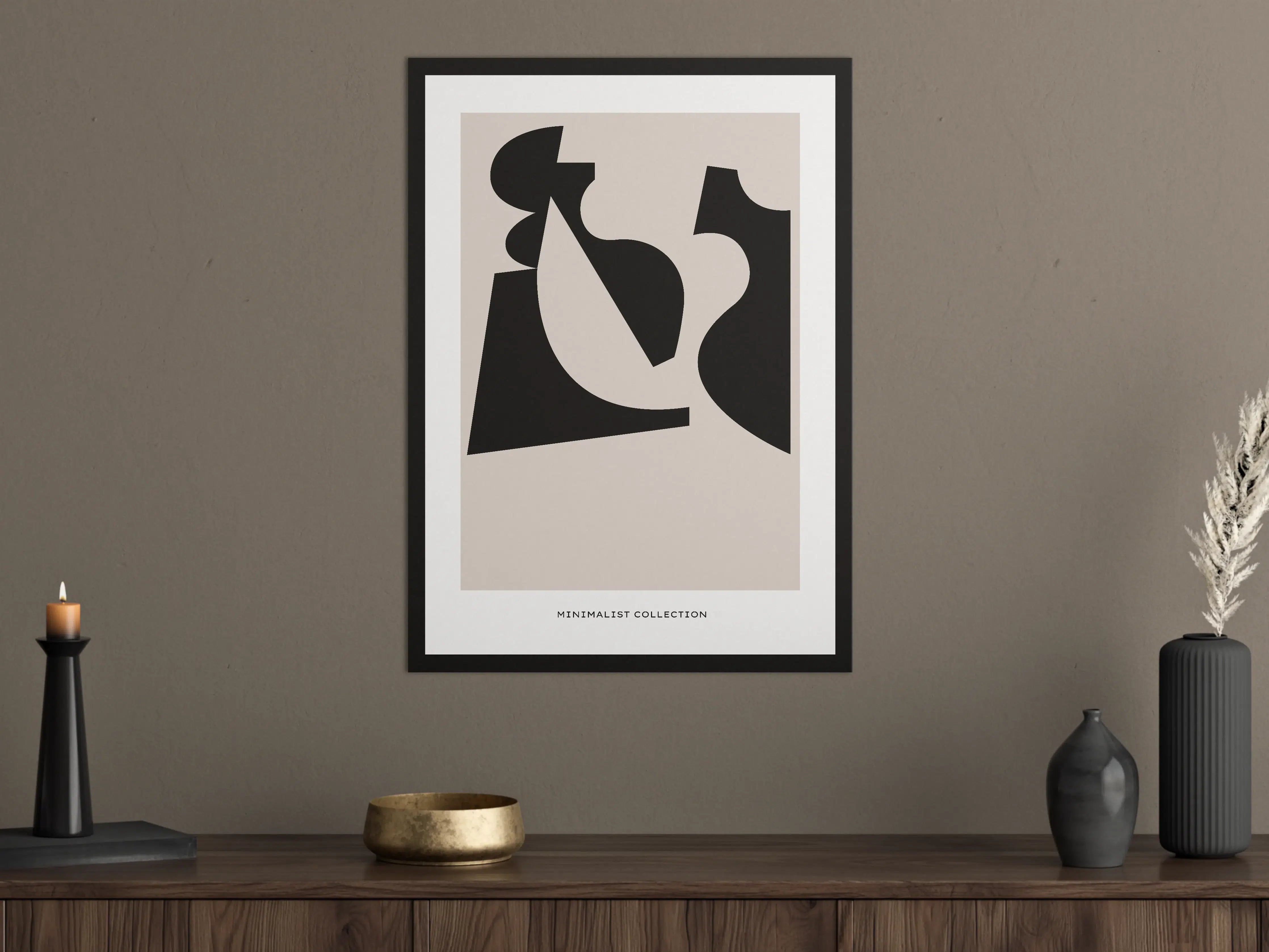 Große Wandbilder - Minimalistisches abstraktes Kunstwerk in Schwarz-Weiß
