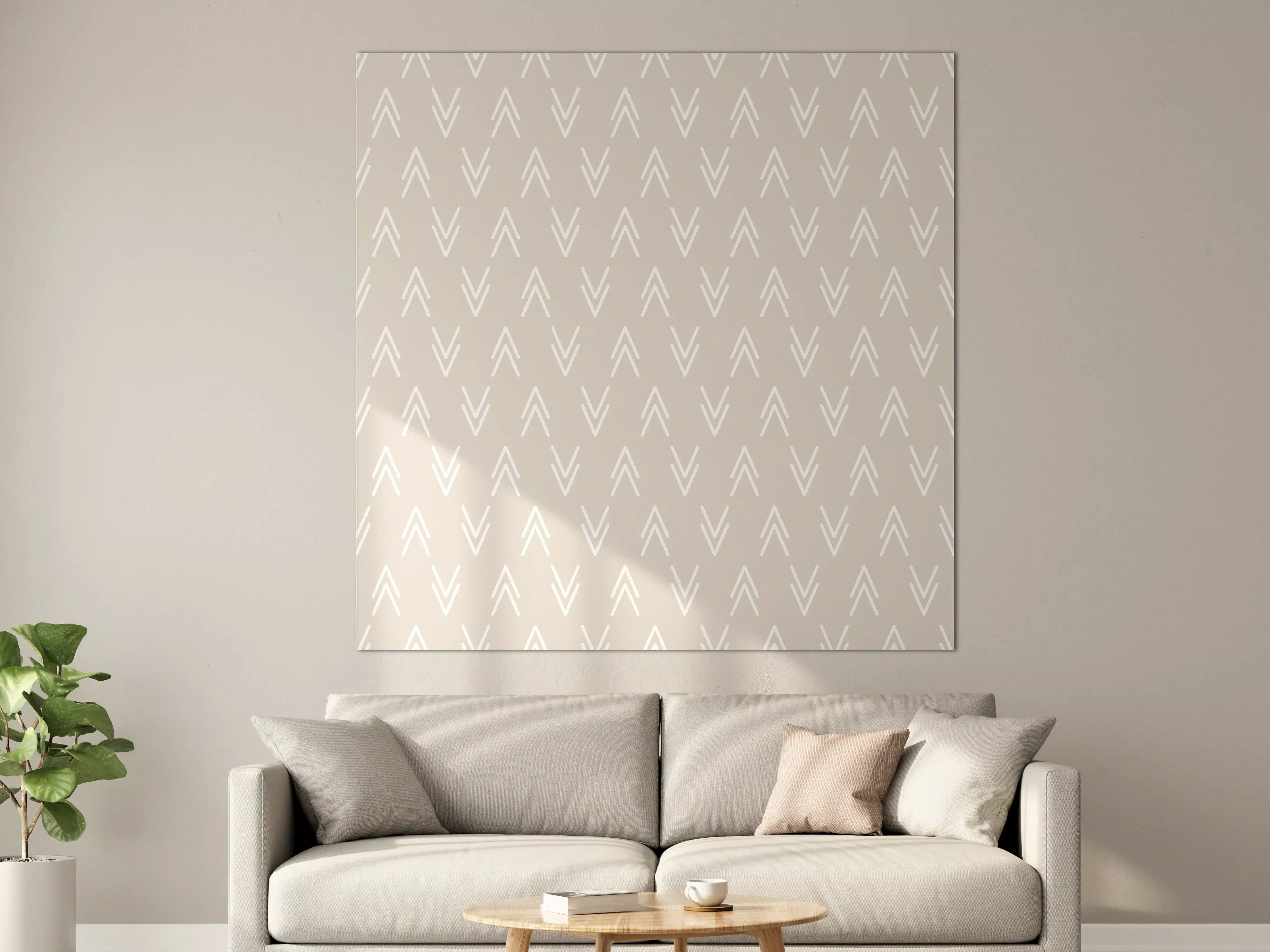 Große Wandbilder - Minimalistisches geometrisches Muster in sanften Beige- und Weißtönen