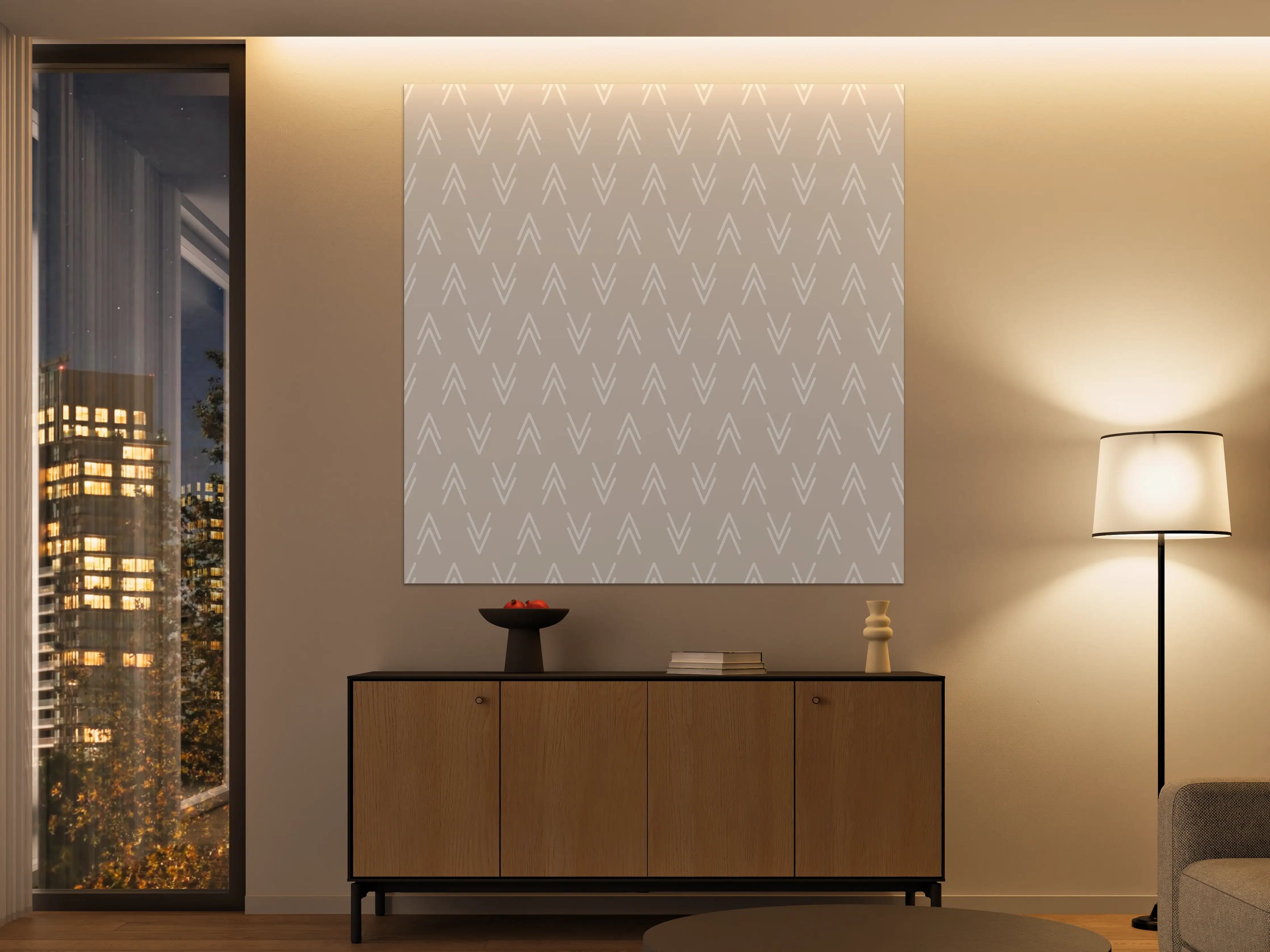 Große Wandbilder - Minimalistisches geometrisches Muster in sanften Beige- und Weißtönen