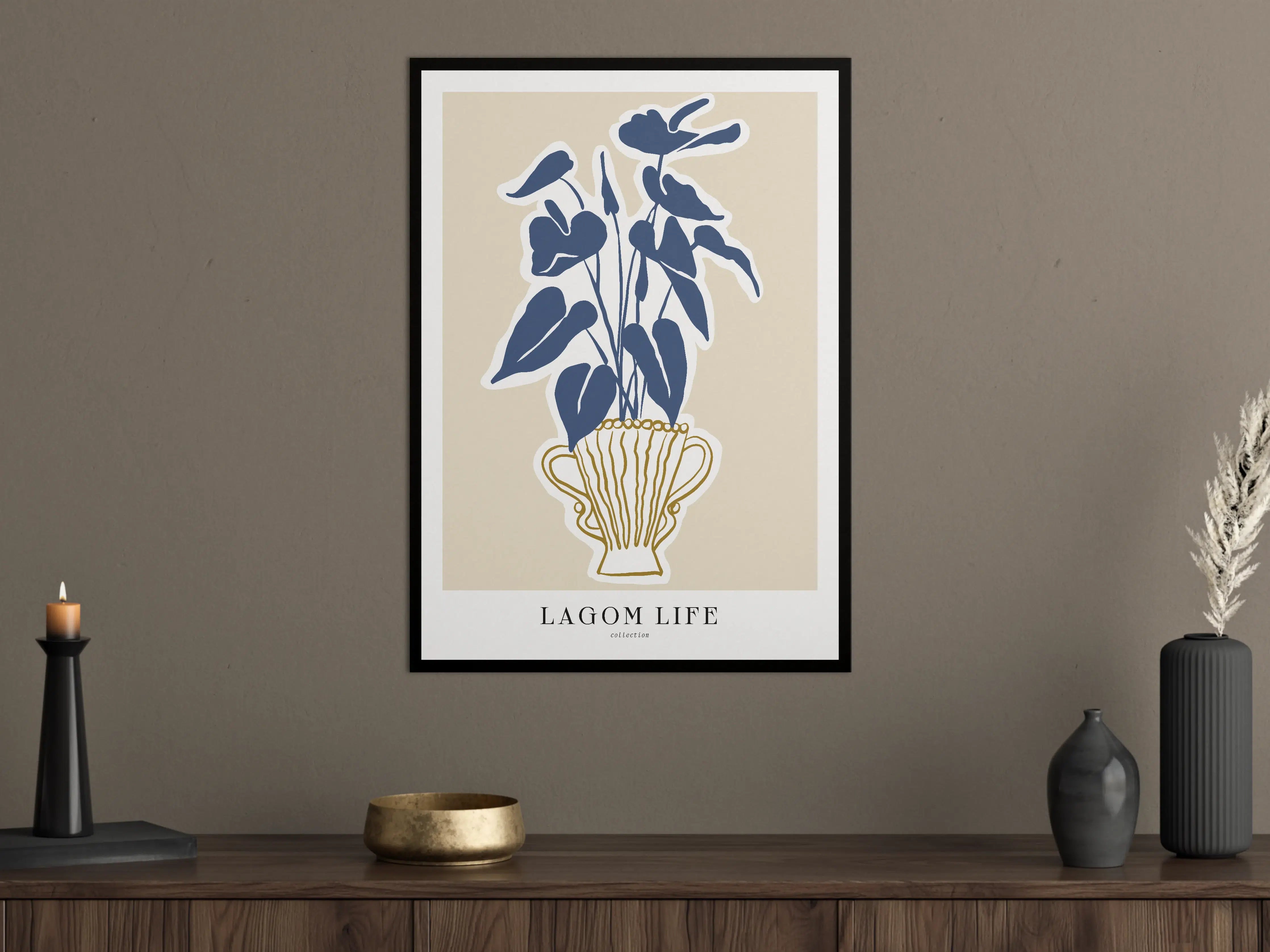 Große Wandbilder - Moderne Blau-Weiß-Vase mit Pflanzen