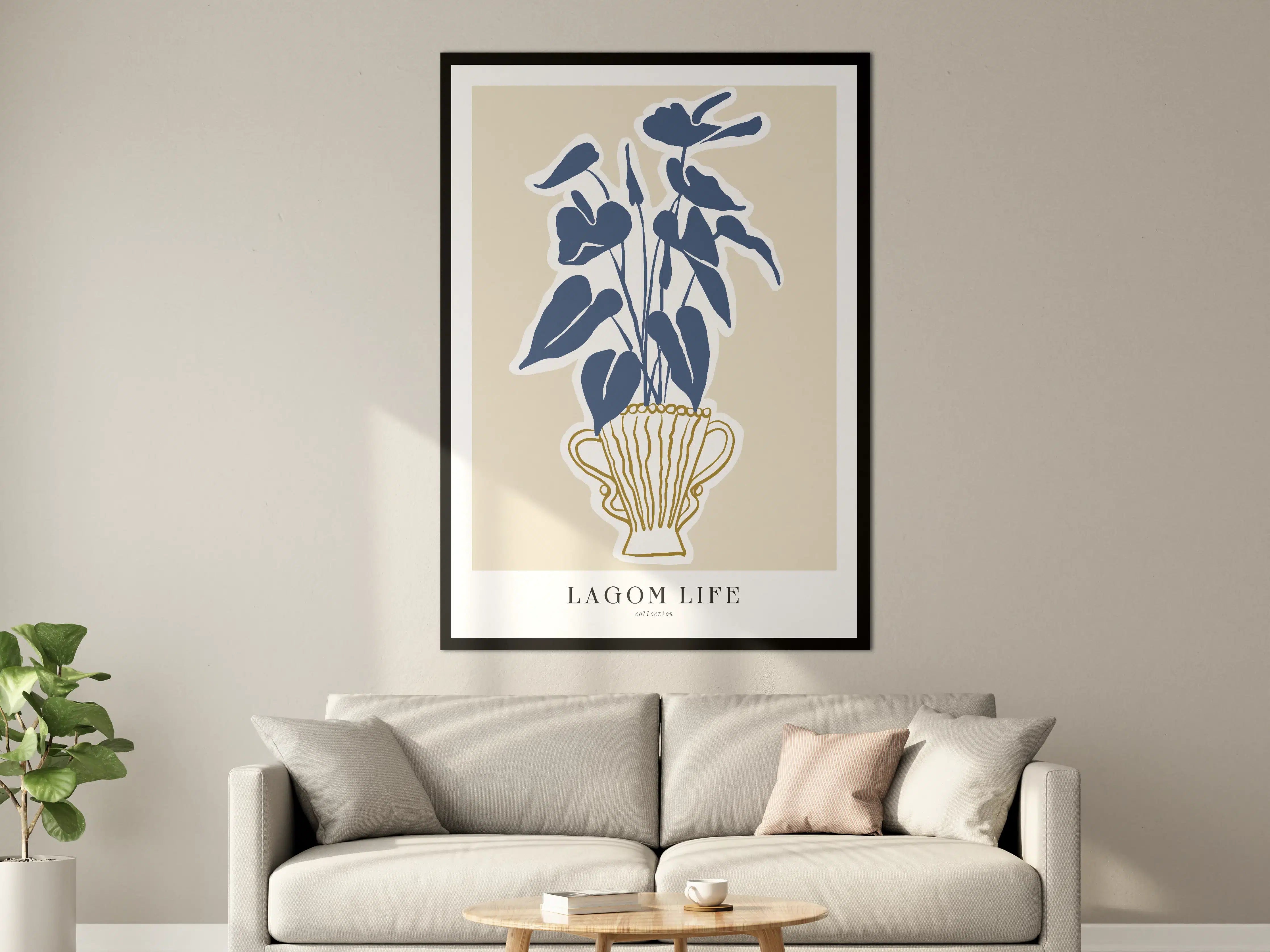 Große Wandbilder - Moderne Blau-Weiß-Vase mit Pflanzen