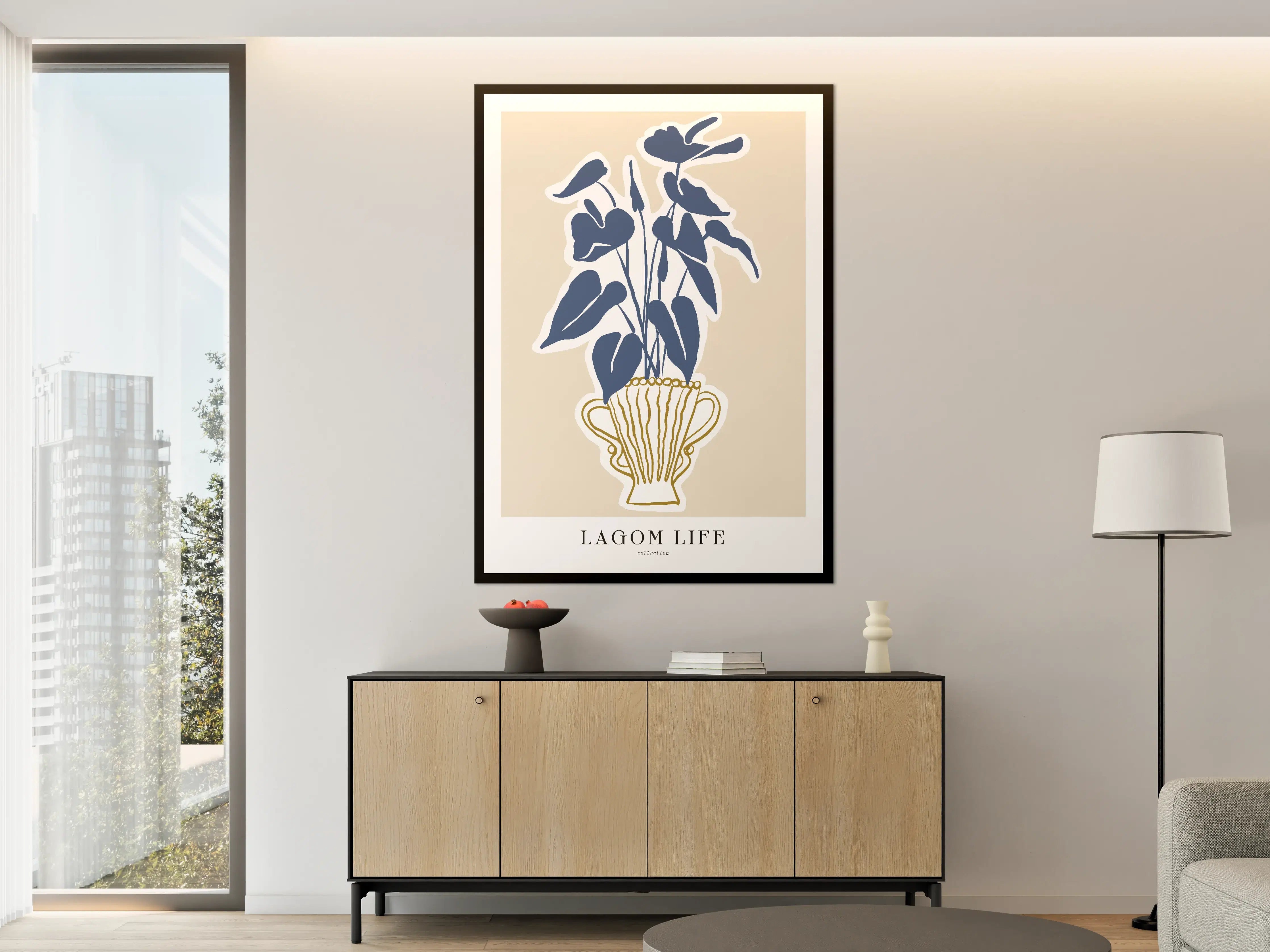 Große Wandbilder - Moderne Blau-Weiß-Vase mit Pflanzen