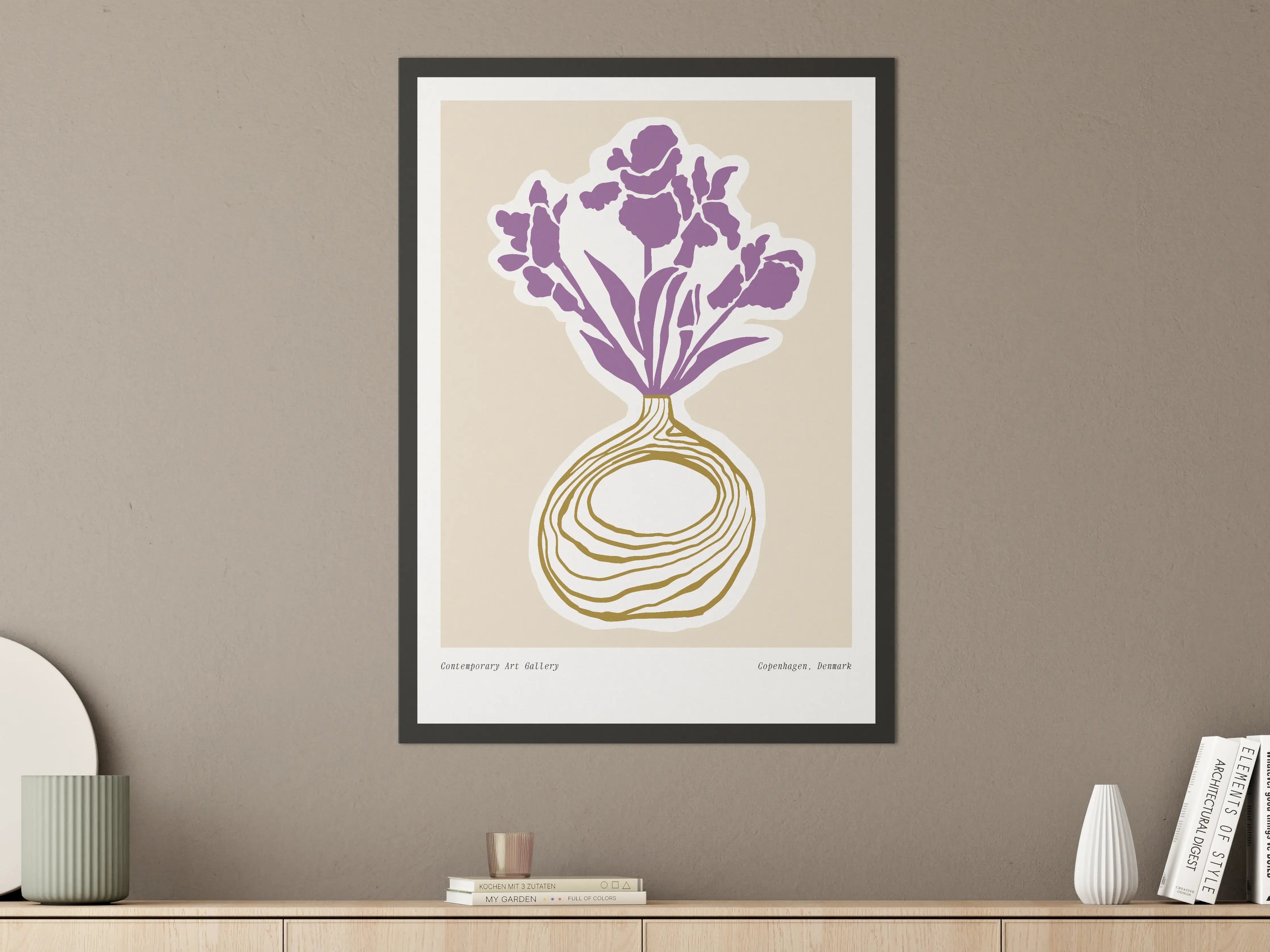 Große Wandbilder - Moderne Blumenillustration mit violettem Akzent