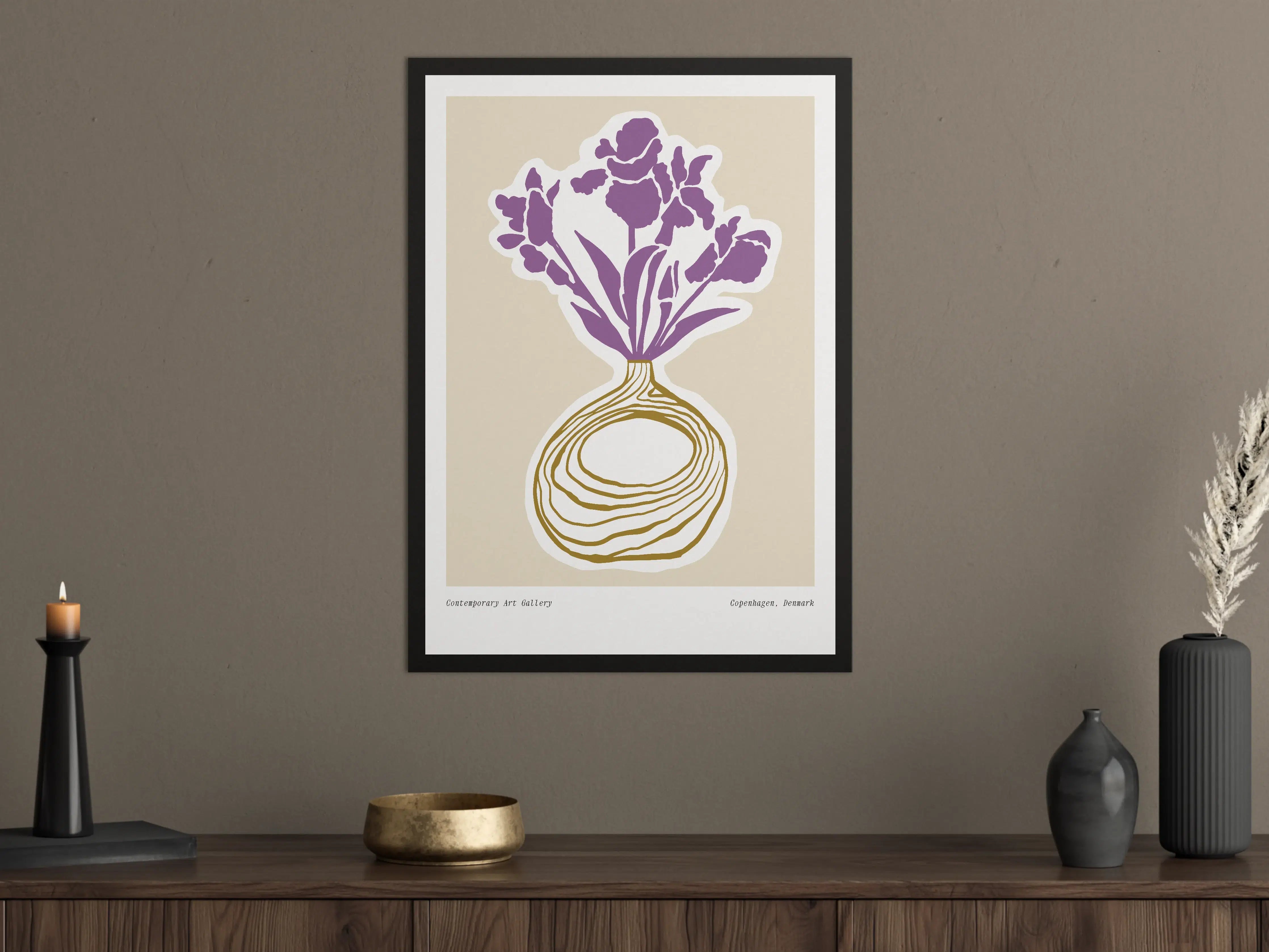Große Wandbilder - Moderne Blumenillustration mit violettem Akzent
