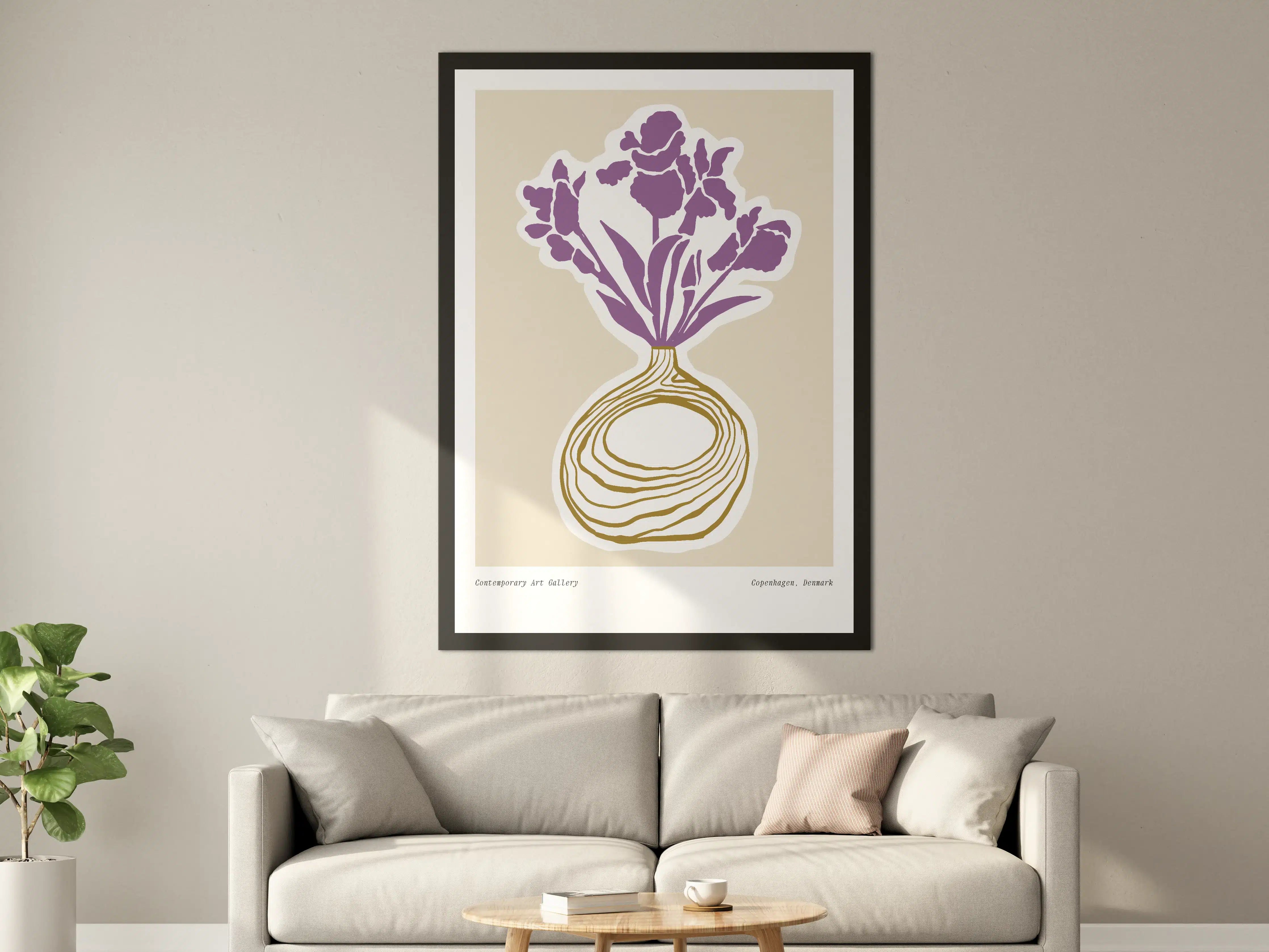Große Wandbilder - Moderne Blumenillustration mit violettem Akzent