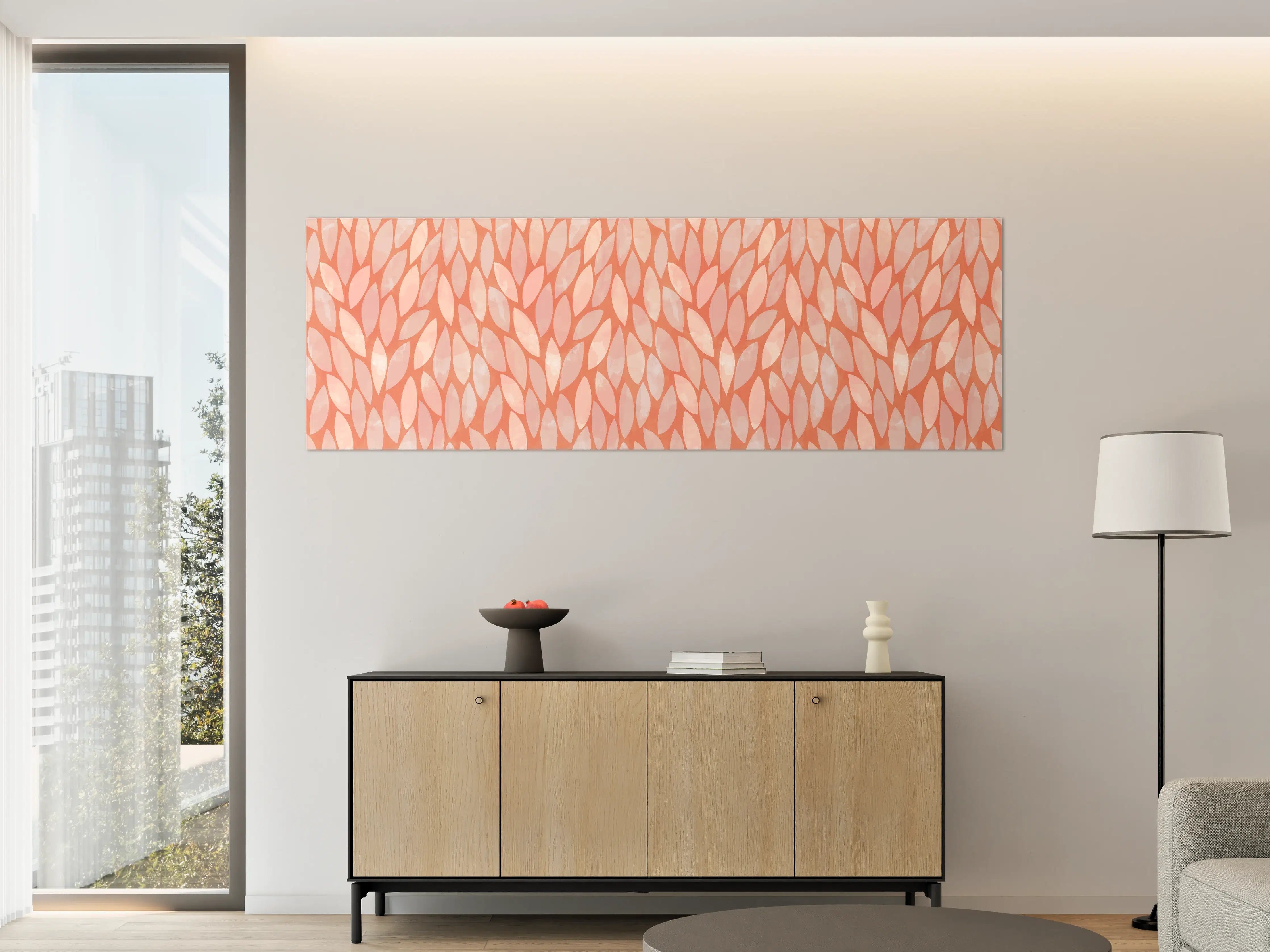 Große Wandbilder - Moderne Blumenmuster in warmen Orangetönen