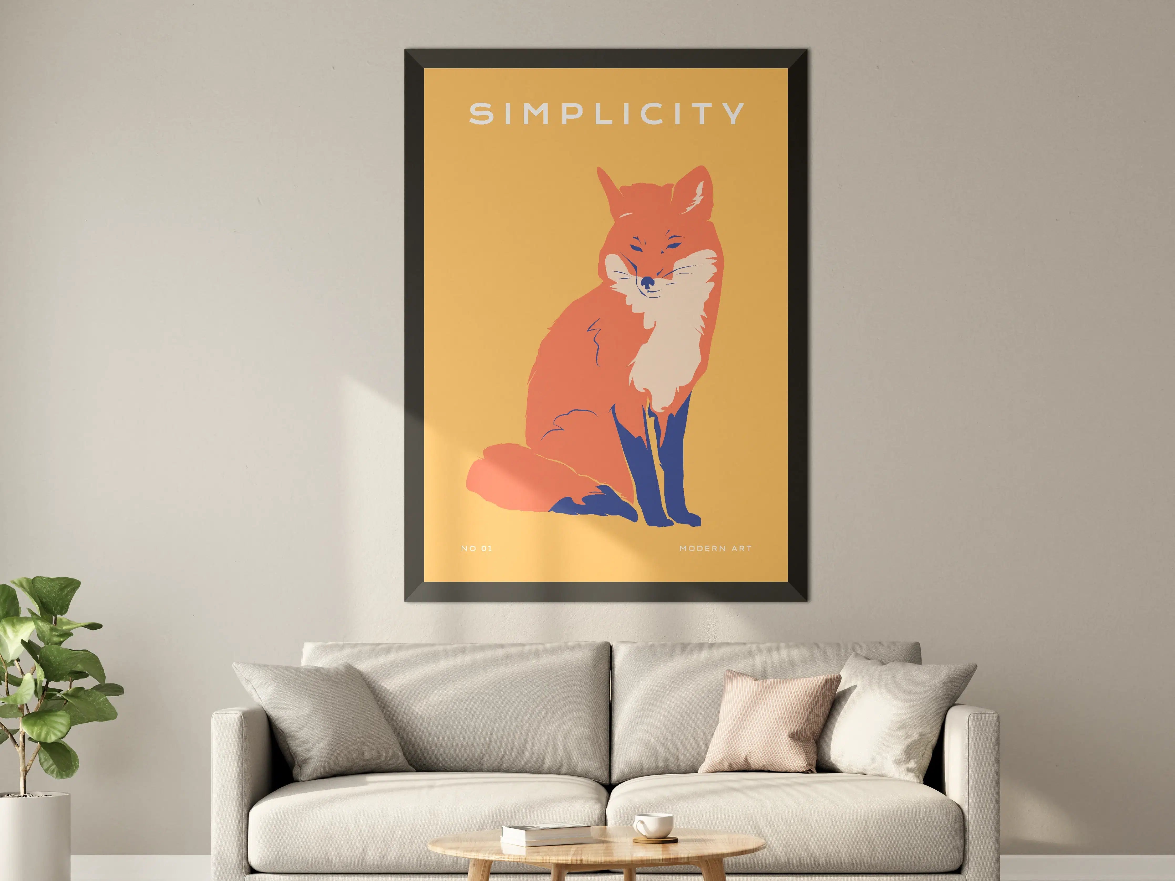 Große Wandbilder - Moderne Fox-Illustration in warmen Orangetönen