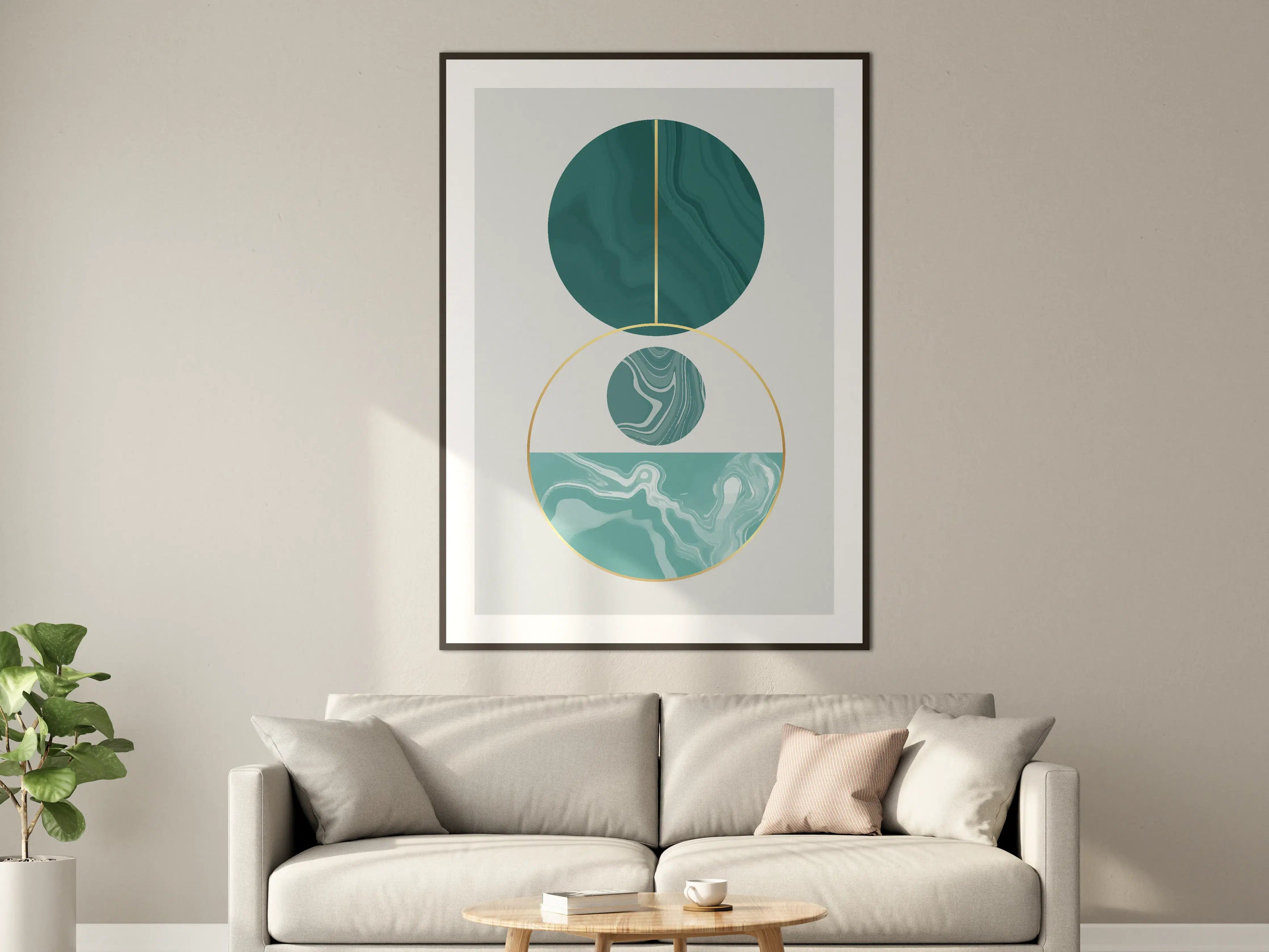 Große Wandbilder - Moderne Geometrie in Blau und Gold