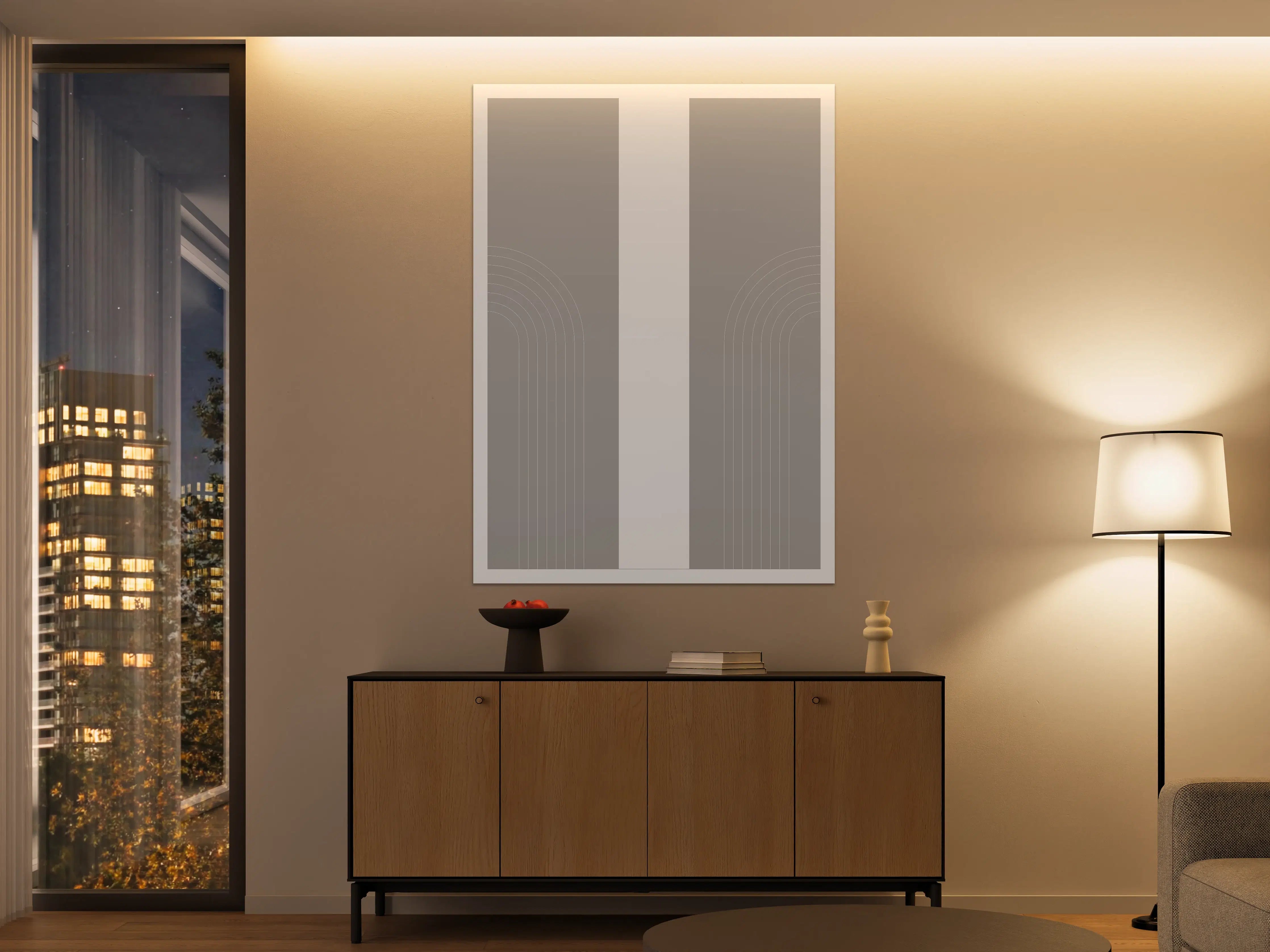 Große Wandbilder - Moderne Grau-Inspirationswand mit geometrischen Linien