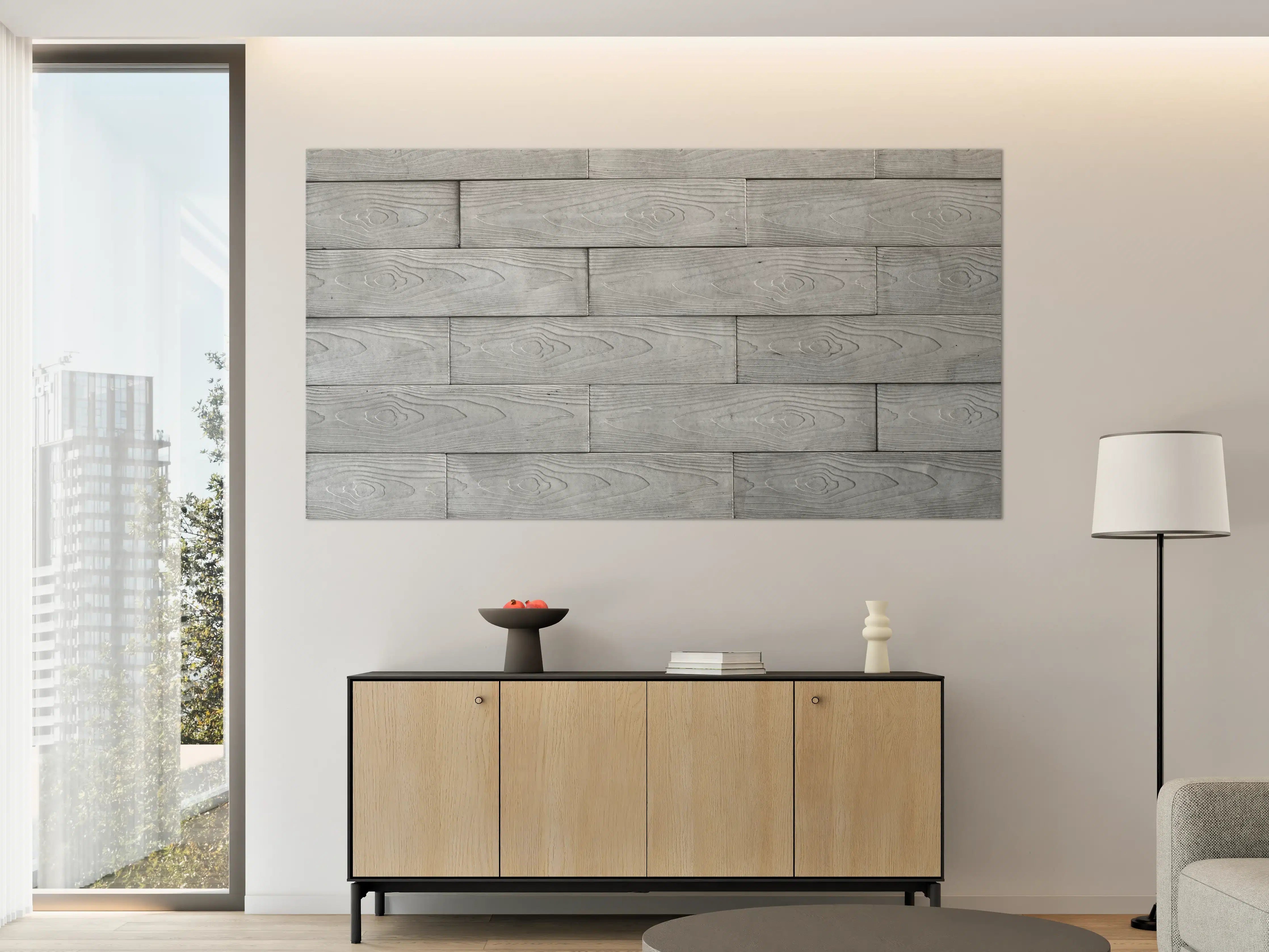 Große Wandbilder - Moderne Grau-Weiße Holztextur