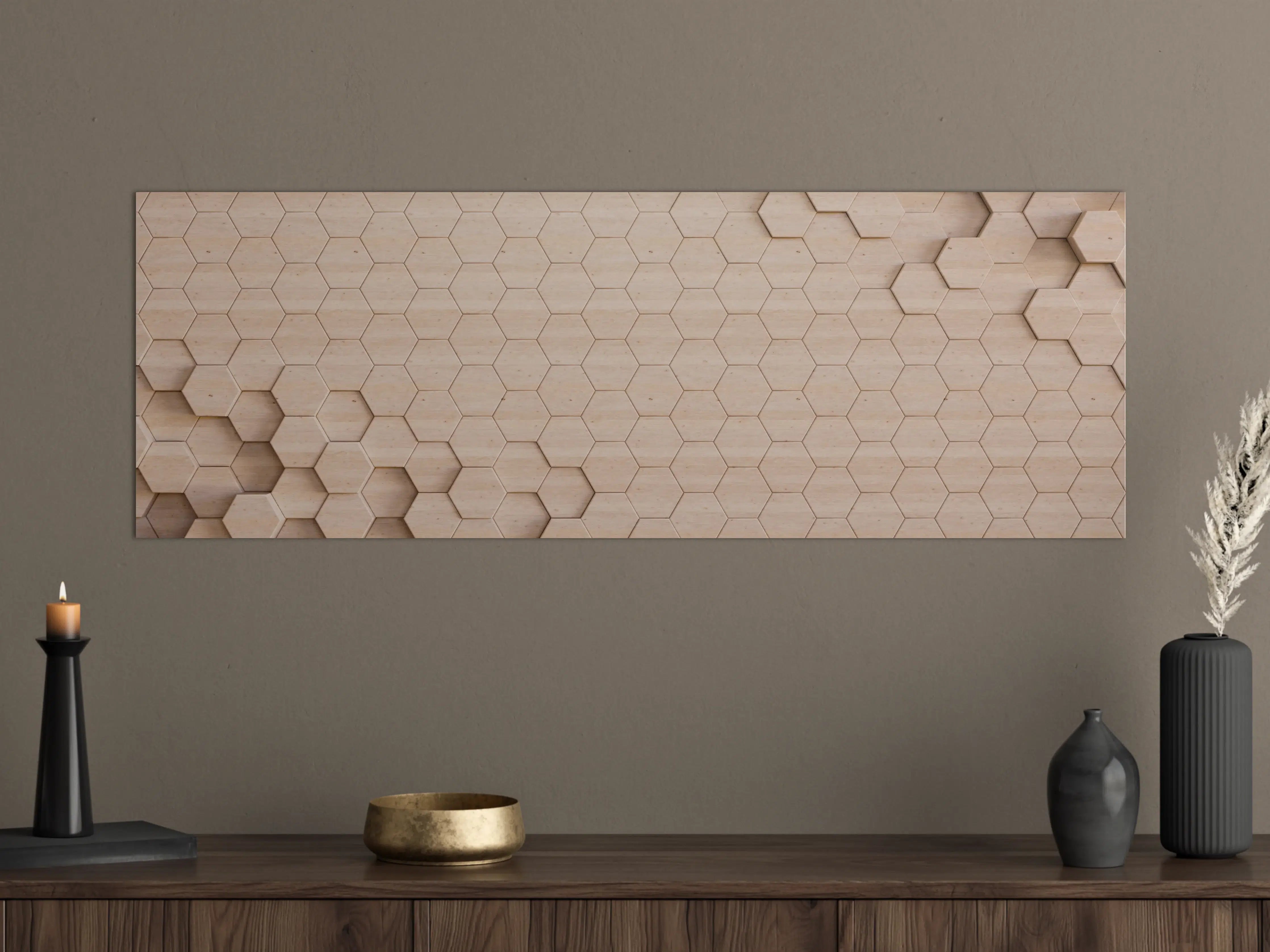 Große Wandbilder - Moderne Holz-Oberfläche mit hexagonalen Mustern