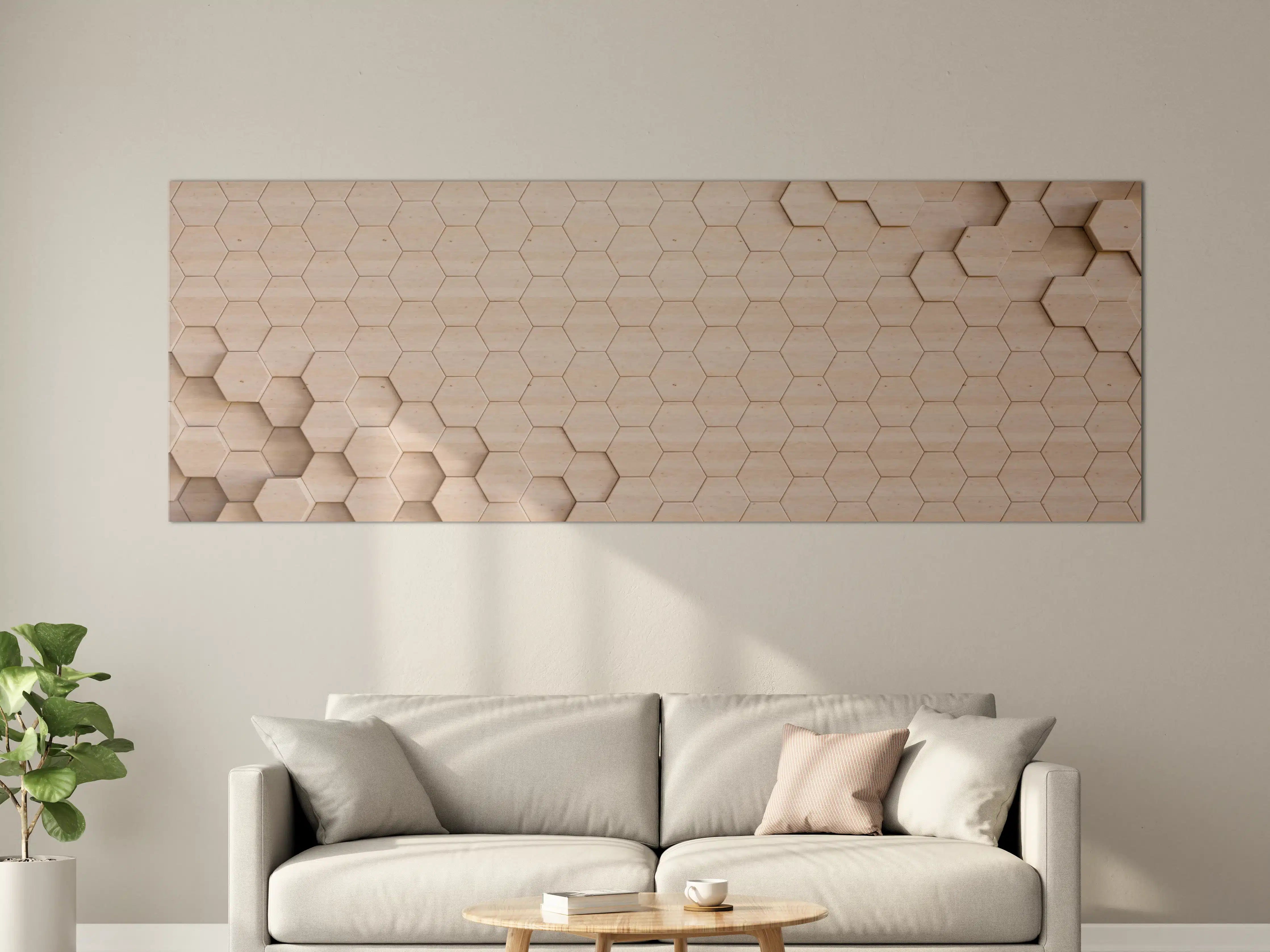 Große Wandbilder - Moderne Holz-Oberfläche mit hexagonalen Mustern