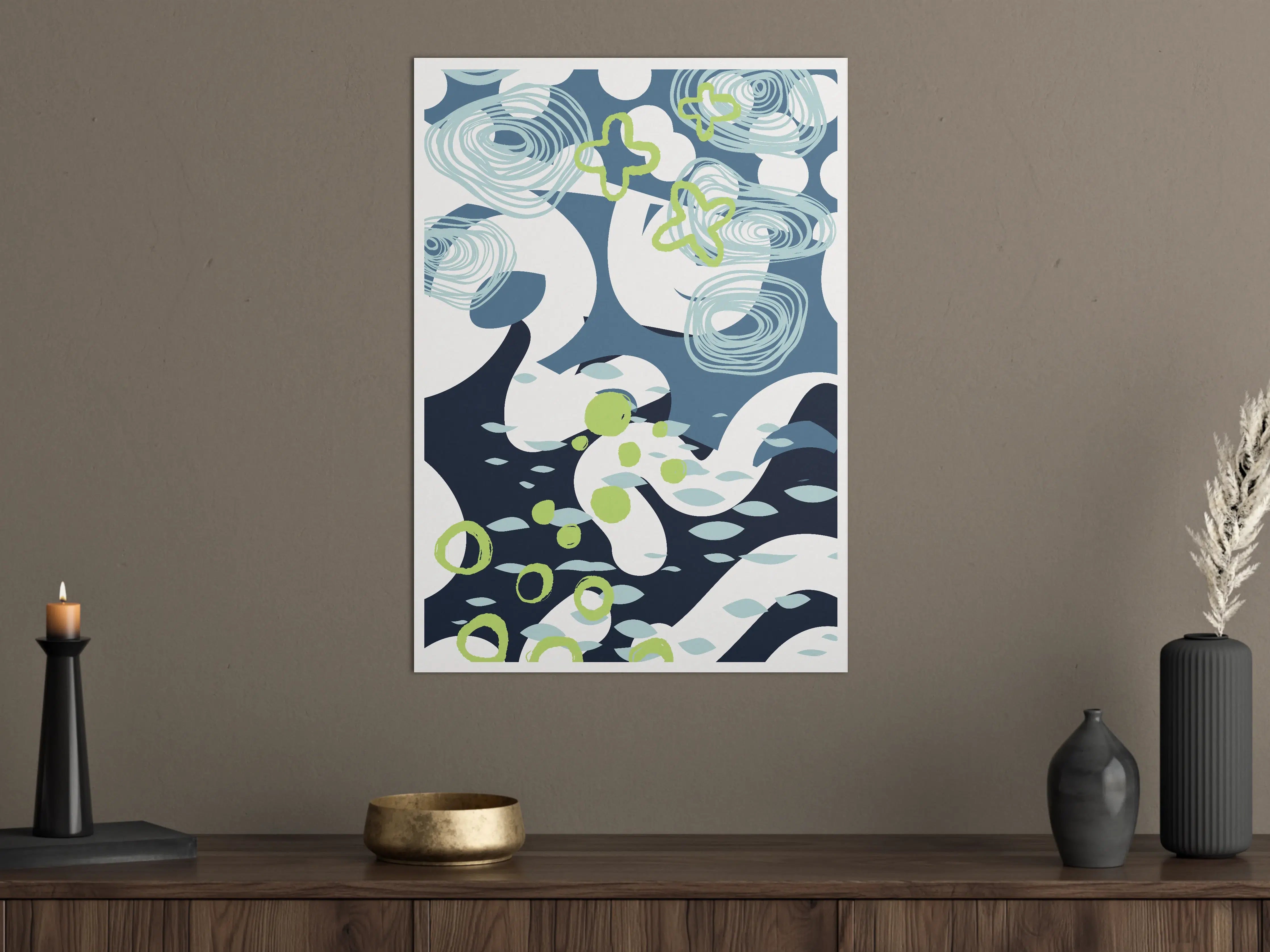 Große Wandbilder - Moderne Kunst im Blau-Green Design