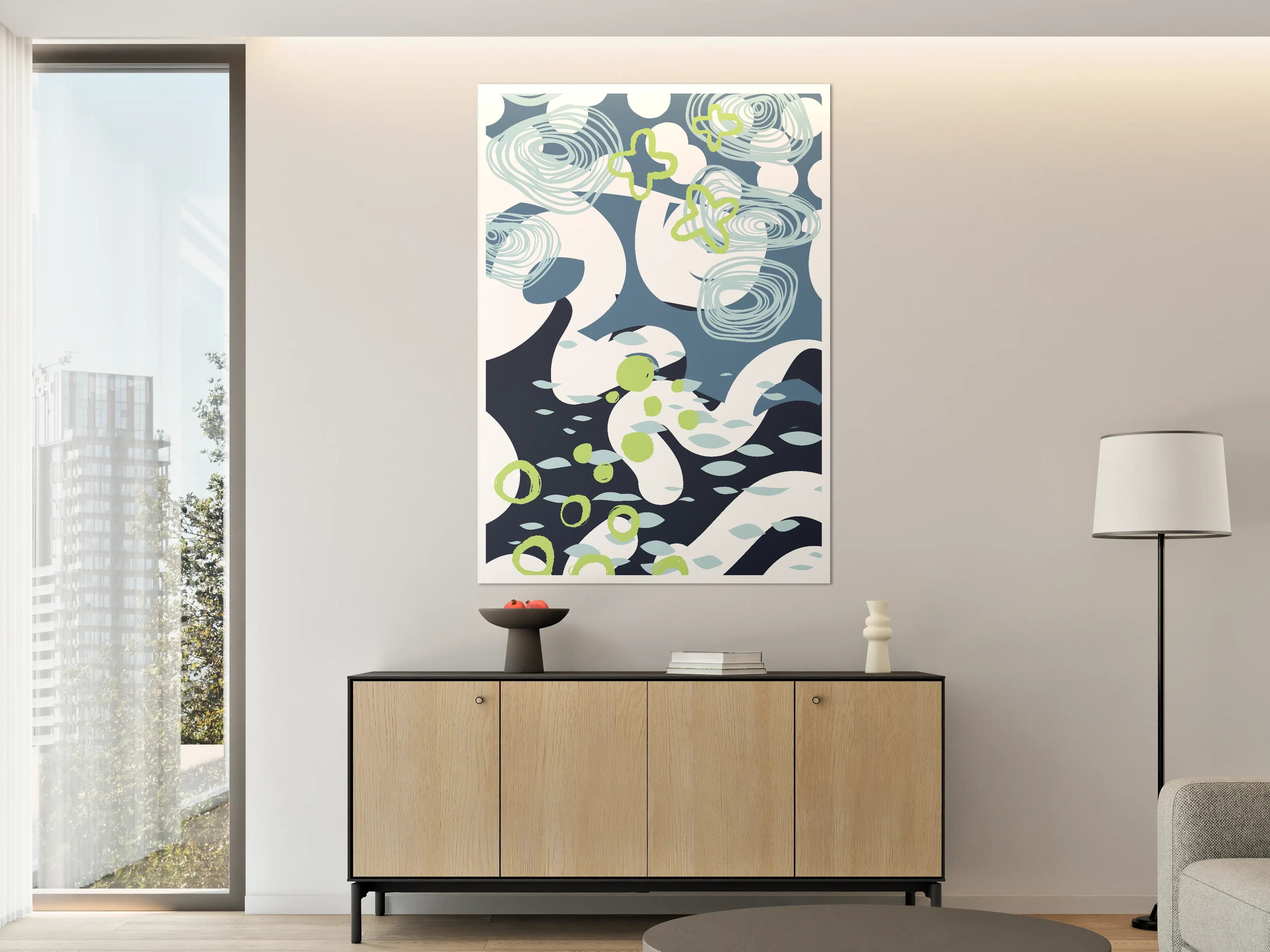 Große Wandbilder - Moderne Kunst im Blau-Green Design