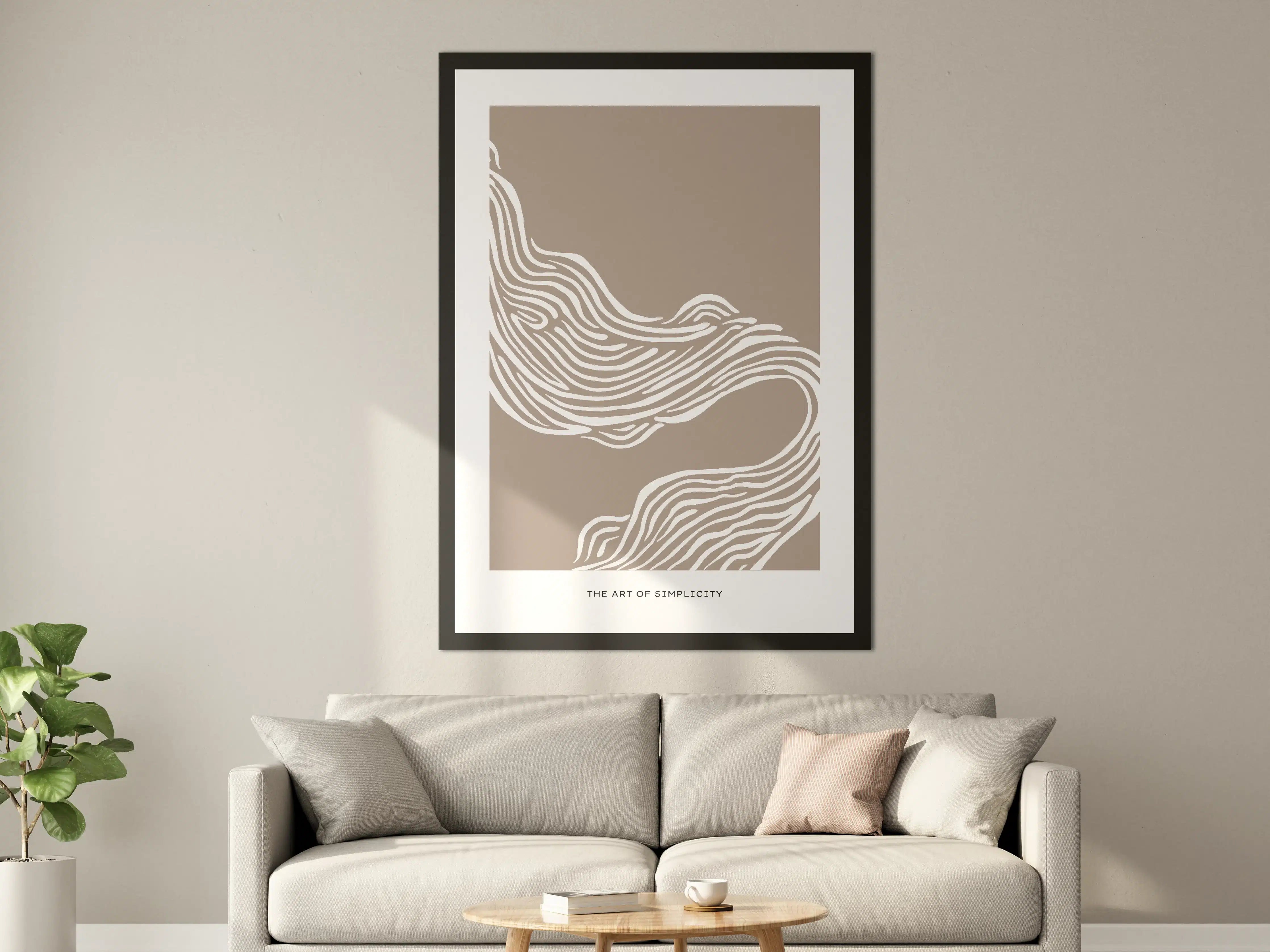 Große Wandbilder - Moderne Linienkunst in Beige