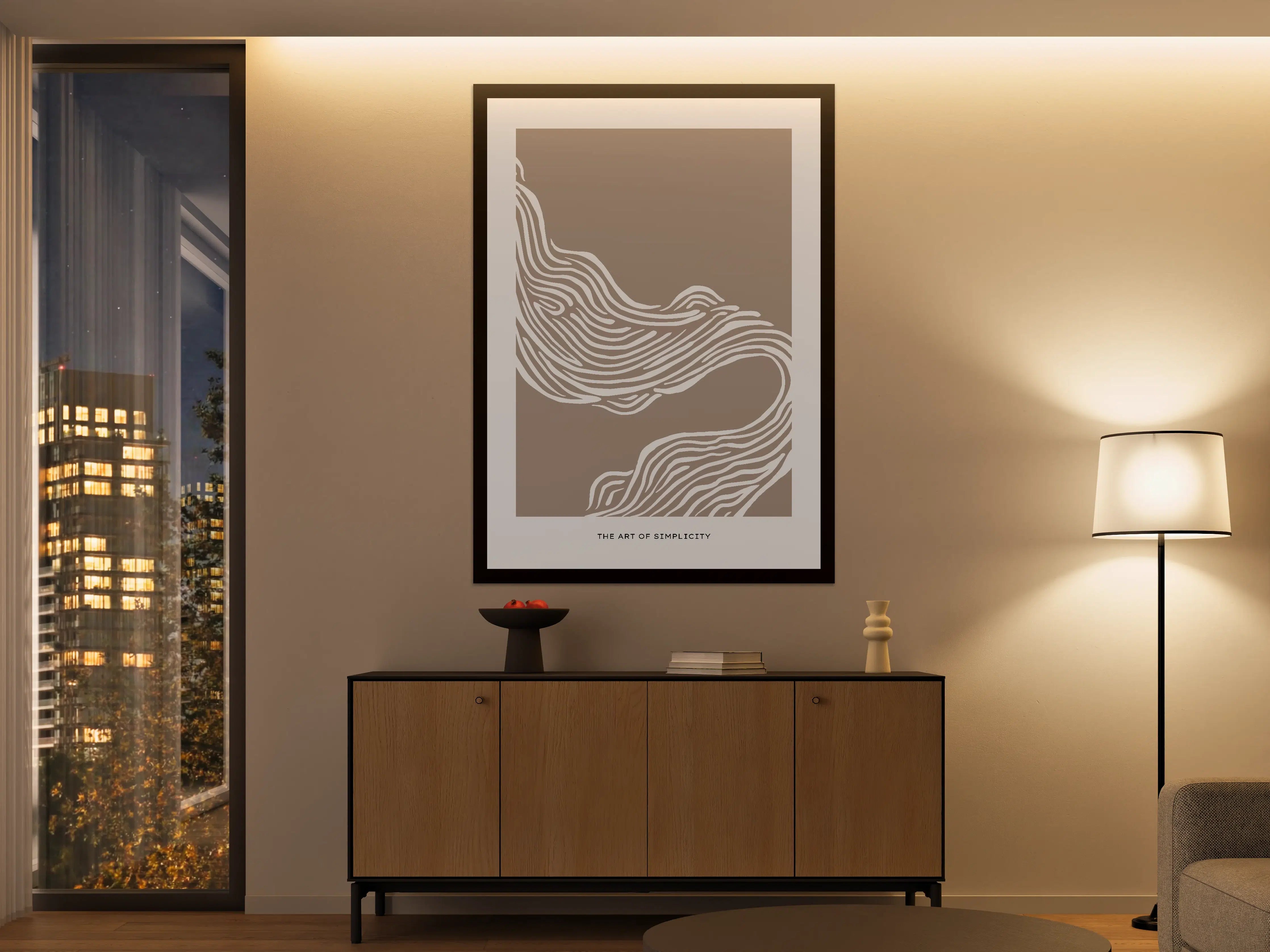 Große Wandbilder - Moderne Linienkunst in Beige