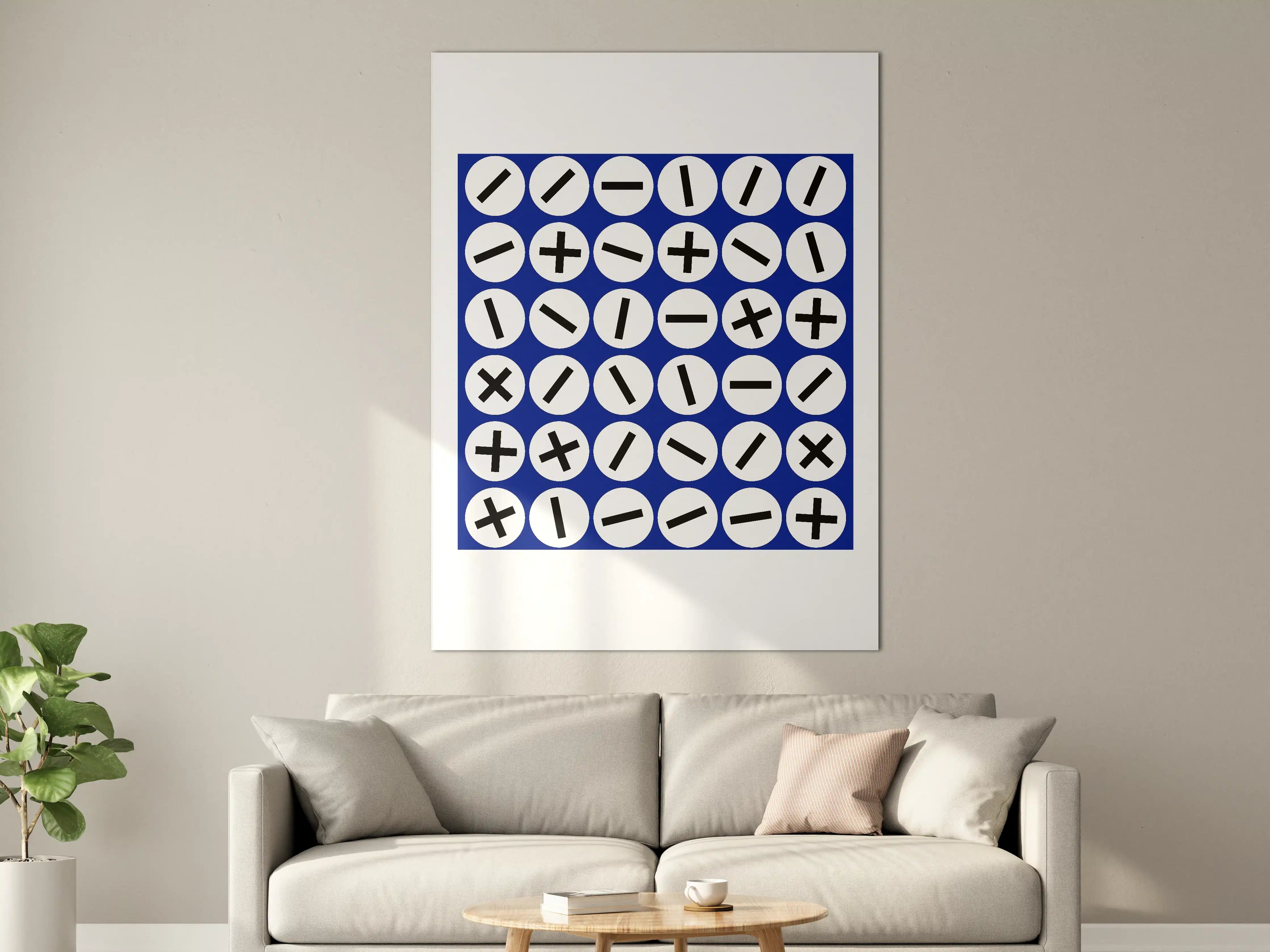 Große Wandbilder - Moderne Minimalistische Symbolkunst in Blau-Weiß