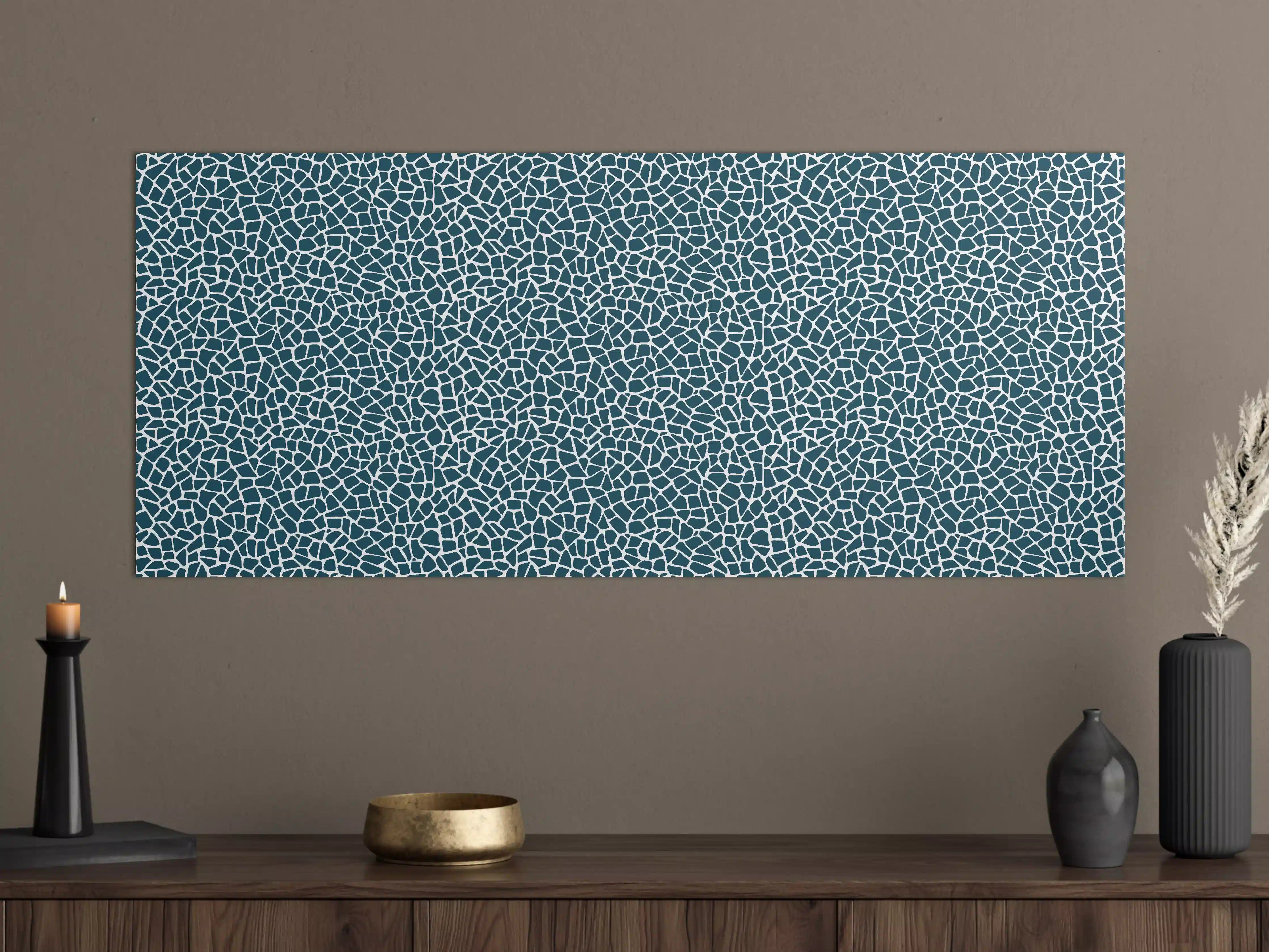 Große Wandbilder - Moderne Mosaikstruktur in Blau- und Grautönen