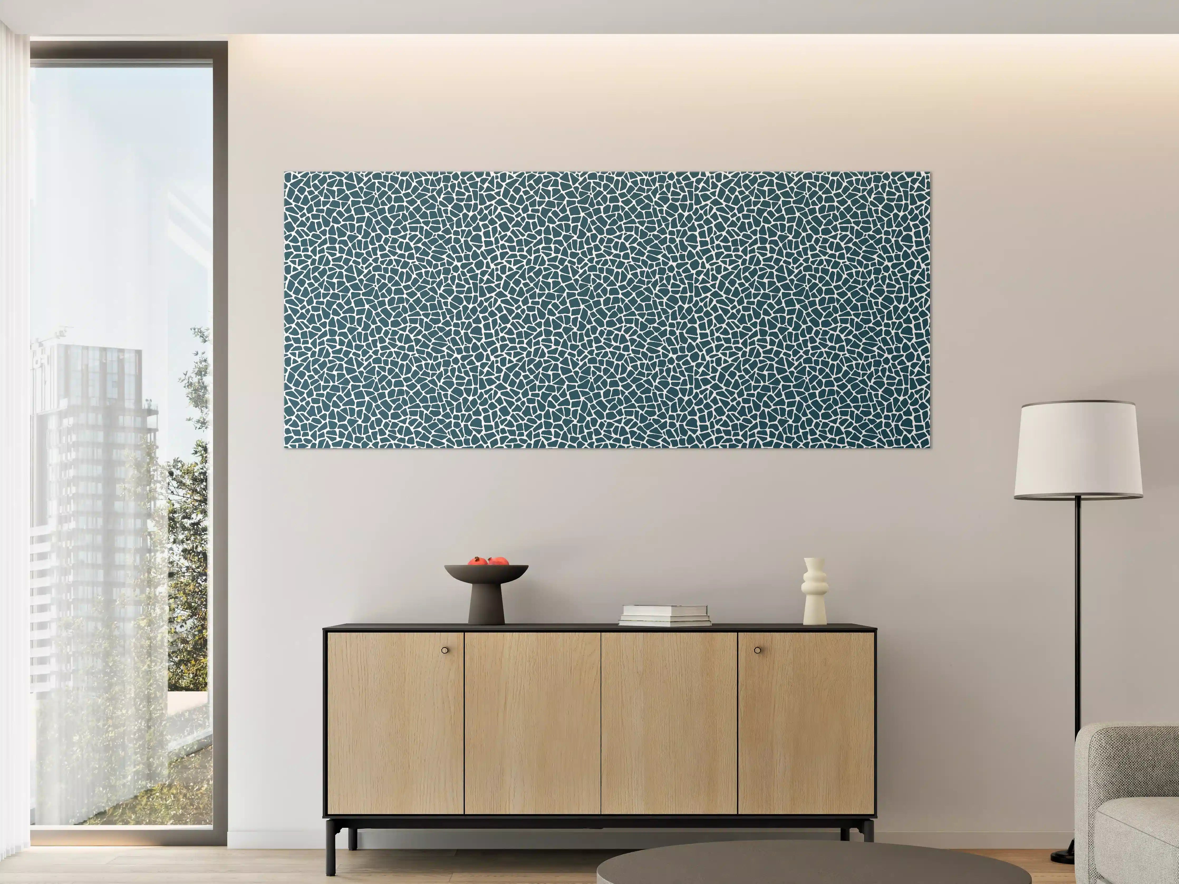 Große Wandbilder - Moderne Mosaikstruktur in Blau- und Grautönen