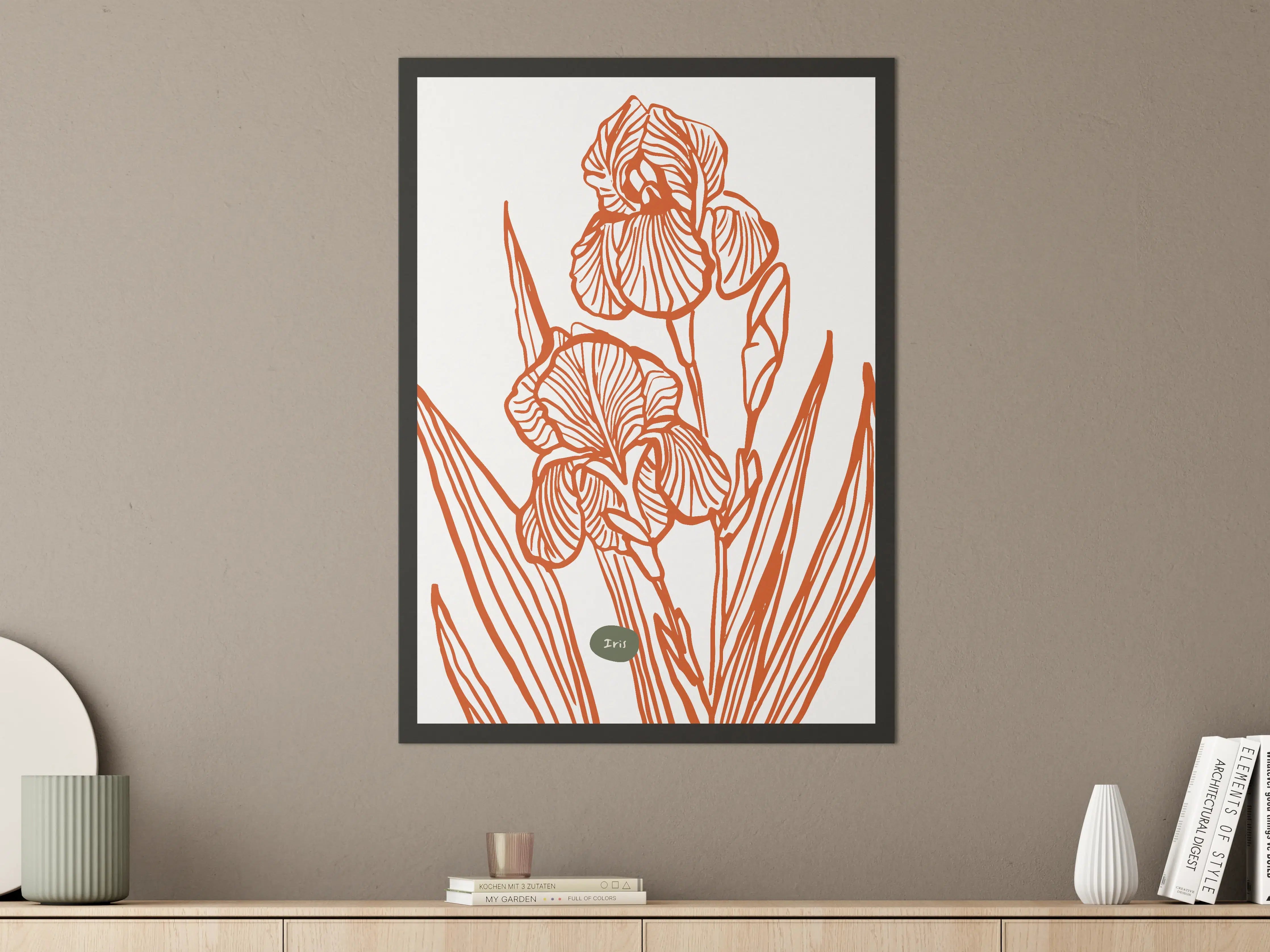 Große Wandbilder - Moderne Orange Iris Illustration