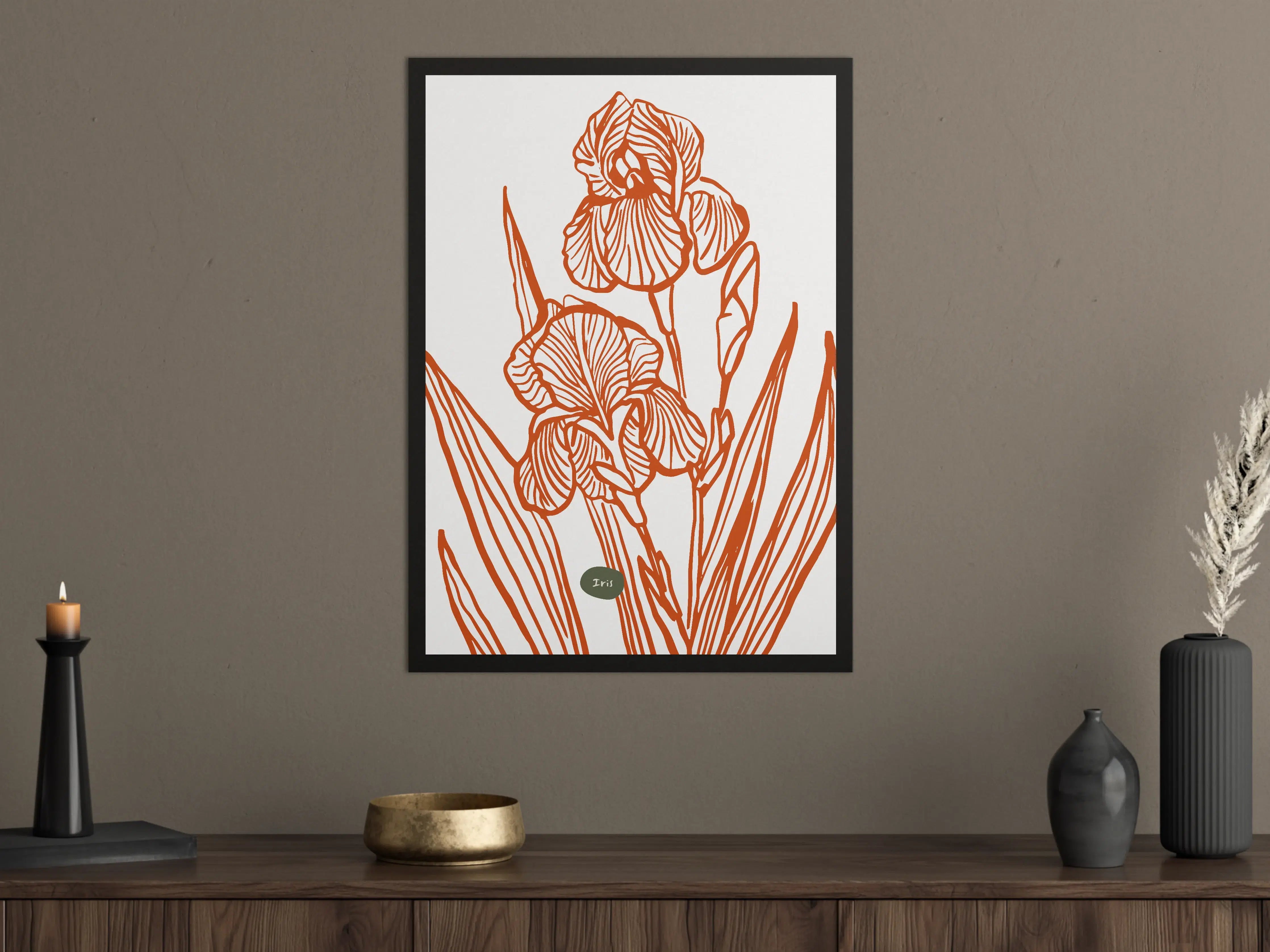 Große Wandbilder - Moderne Orange Iris Illustration