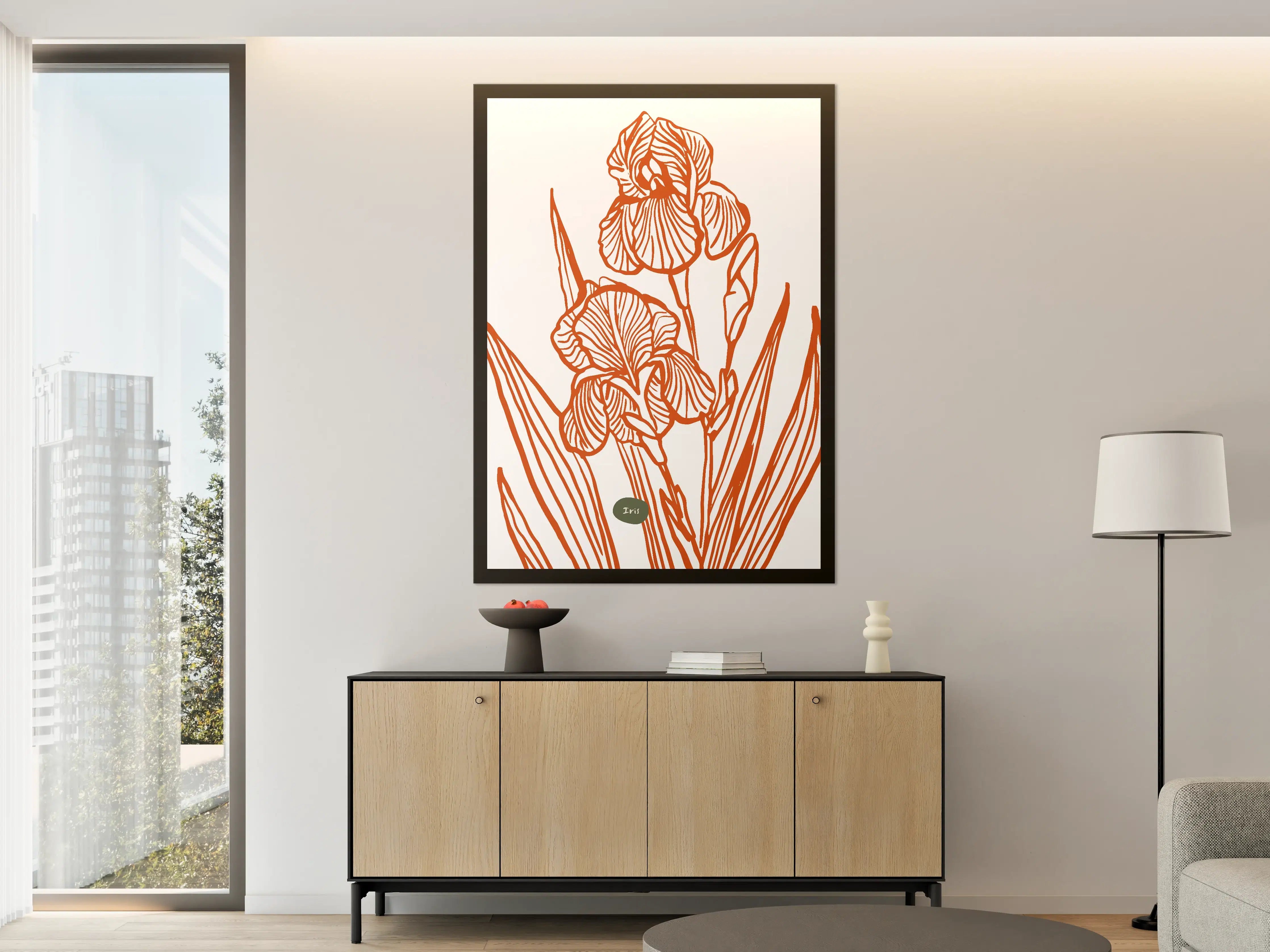 Große Wandbilder - Moderne Orange Iris Illustration