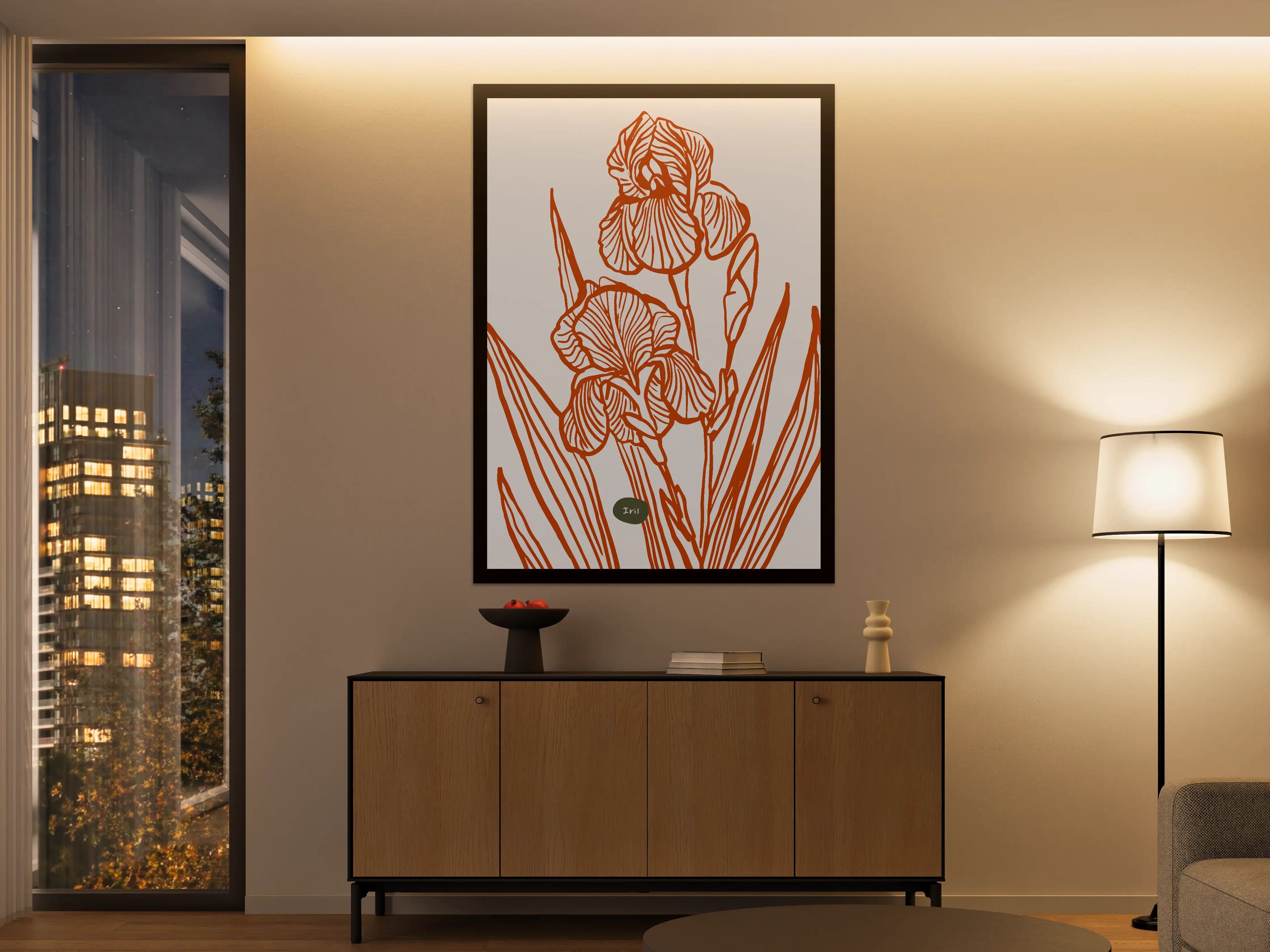Große Wandbilder - Moderne Orange Iris Illustration