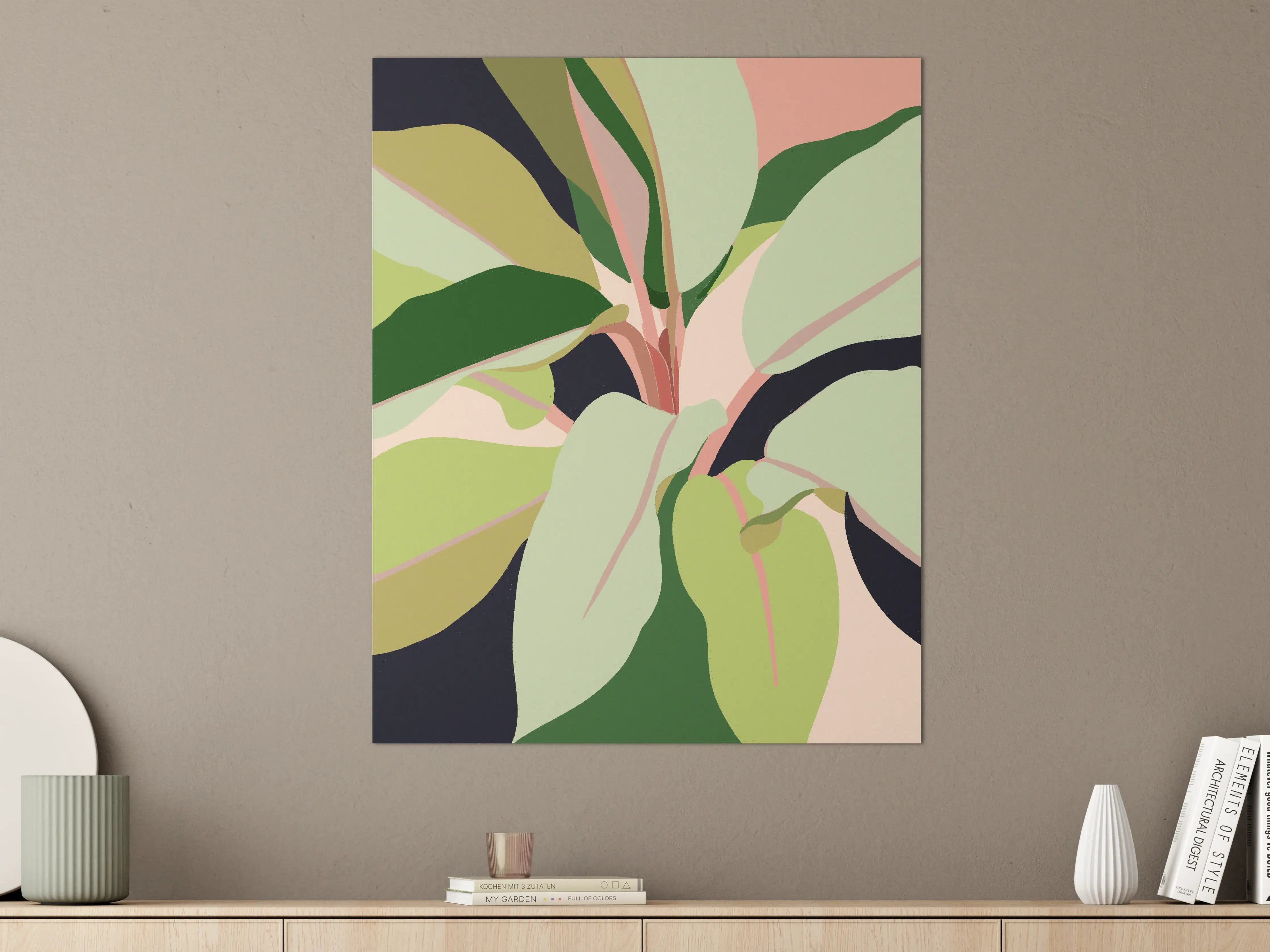Große Wandbilder - Moderne Pflanzenillustration in Pastellfarben