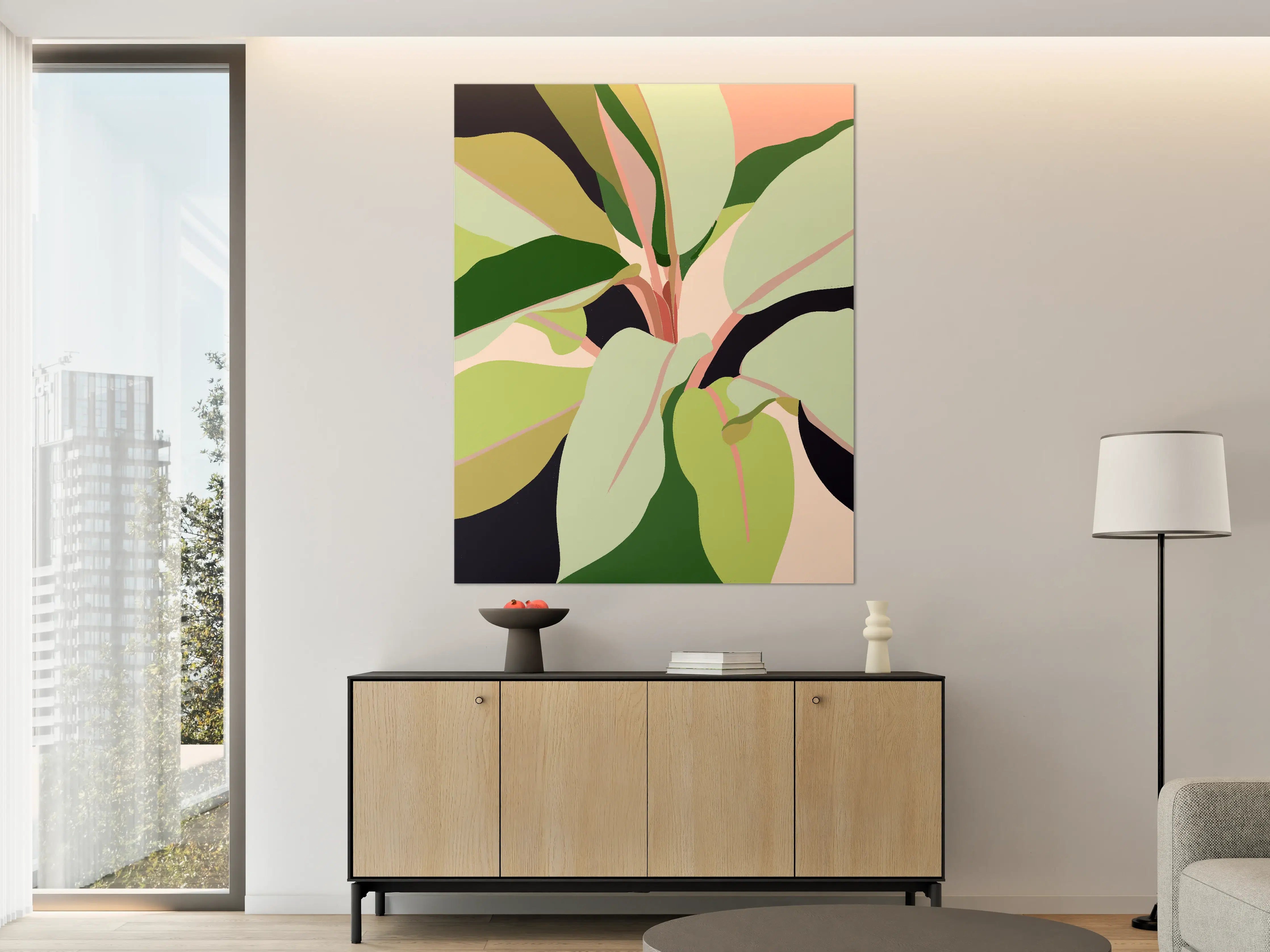 Große Wandbilder - Moderne Pflanzenillustration in Pastellfarben