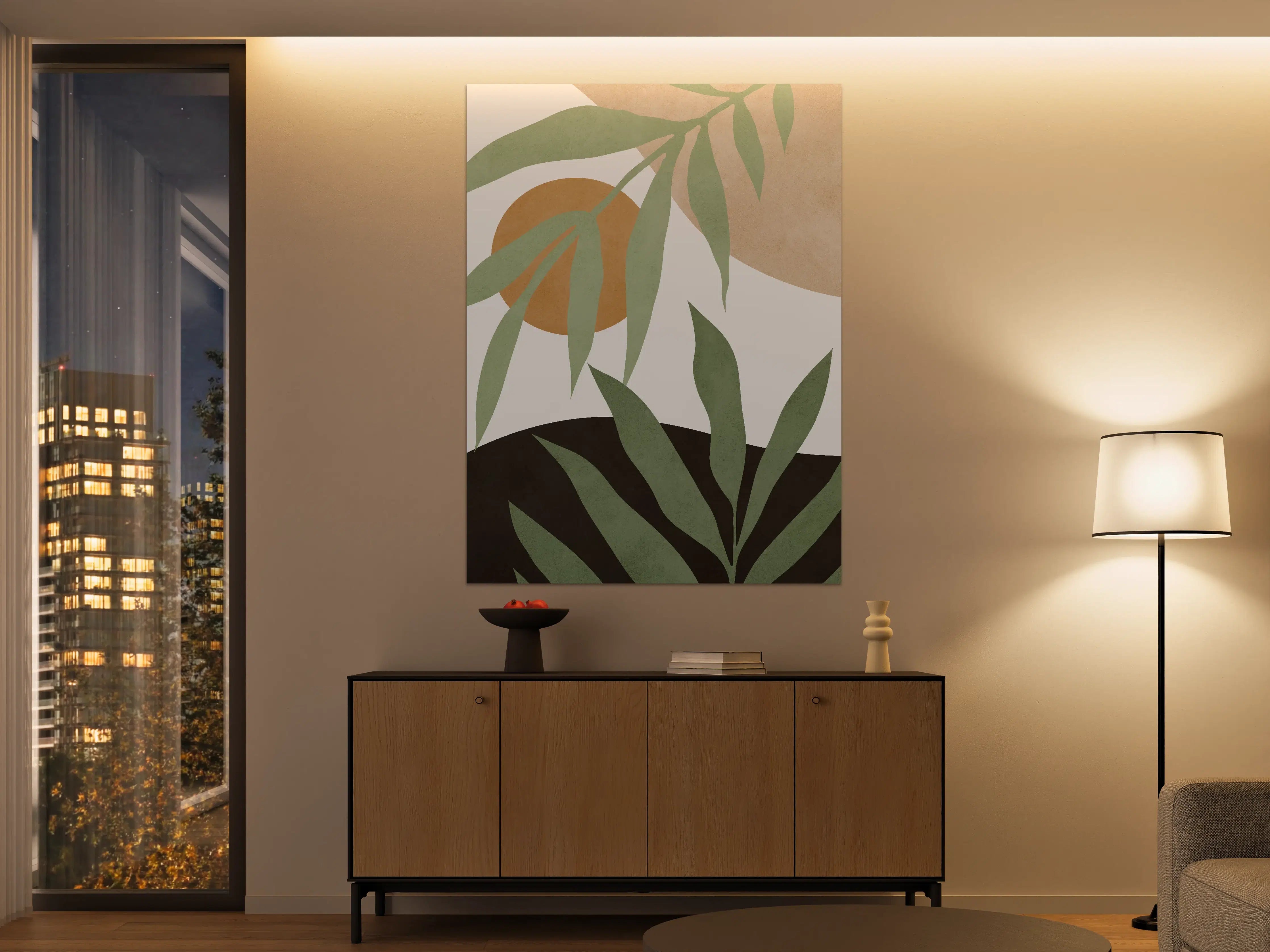 Große Wandbilder - Moderne Pflanzenillustration in sanften Erdtönen