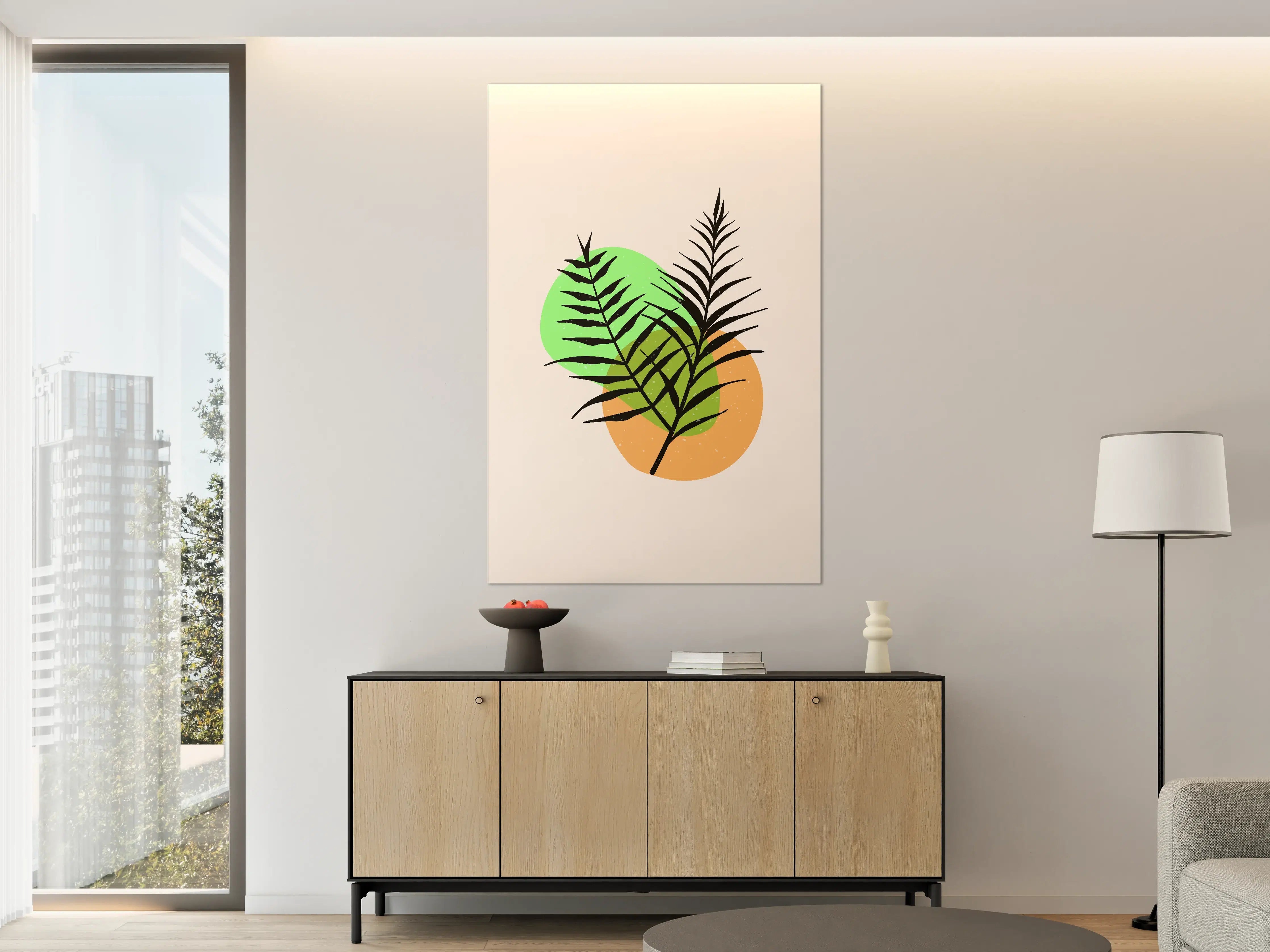 Große Wandbilder - Moderne Pflanzenillustration mit bunten Akzenten