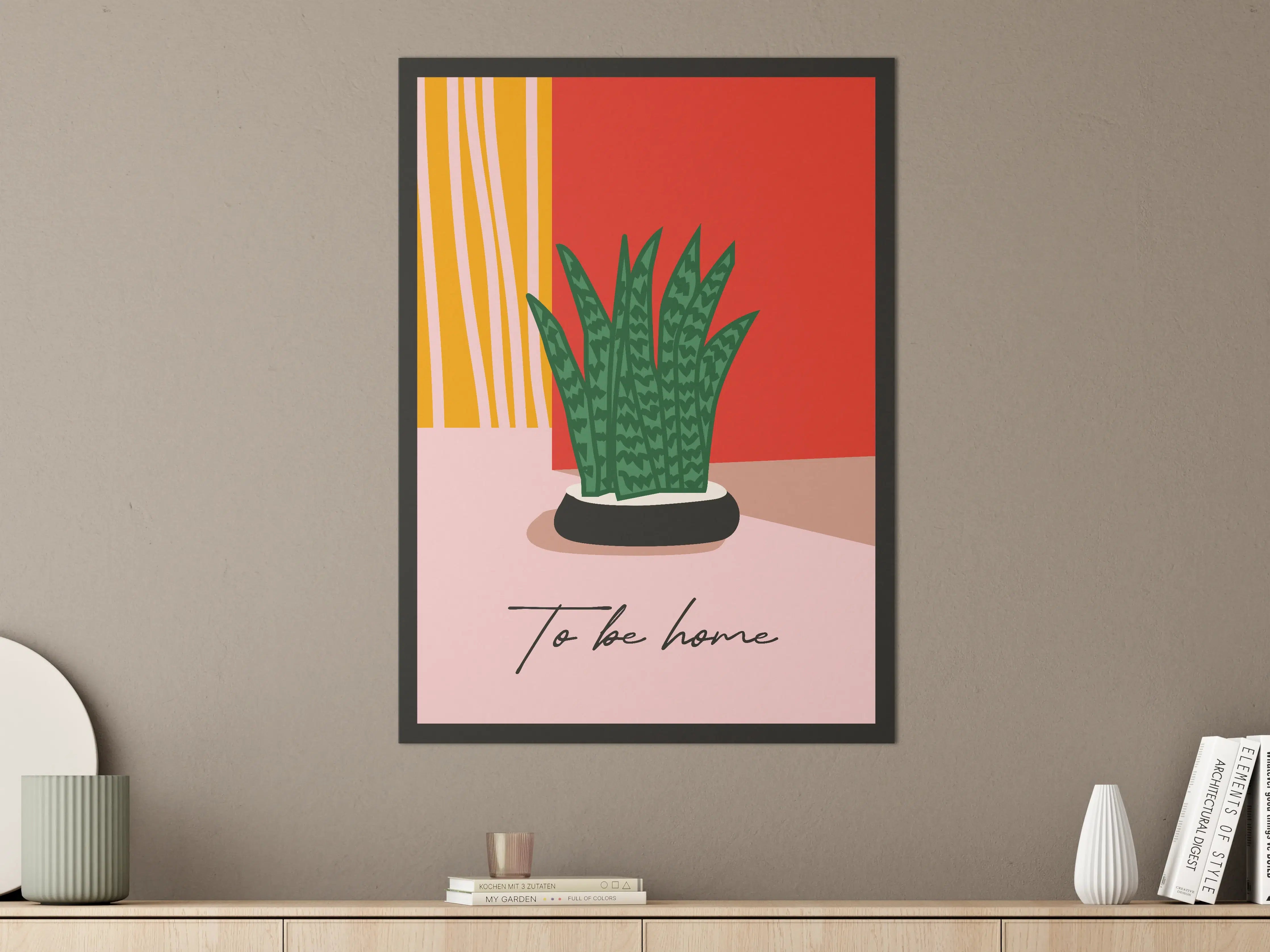 Große Wandbilder - Moderne Pflanzenillustration mit inspirierendem Spruch
