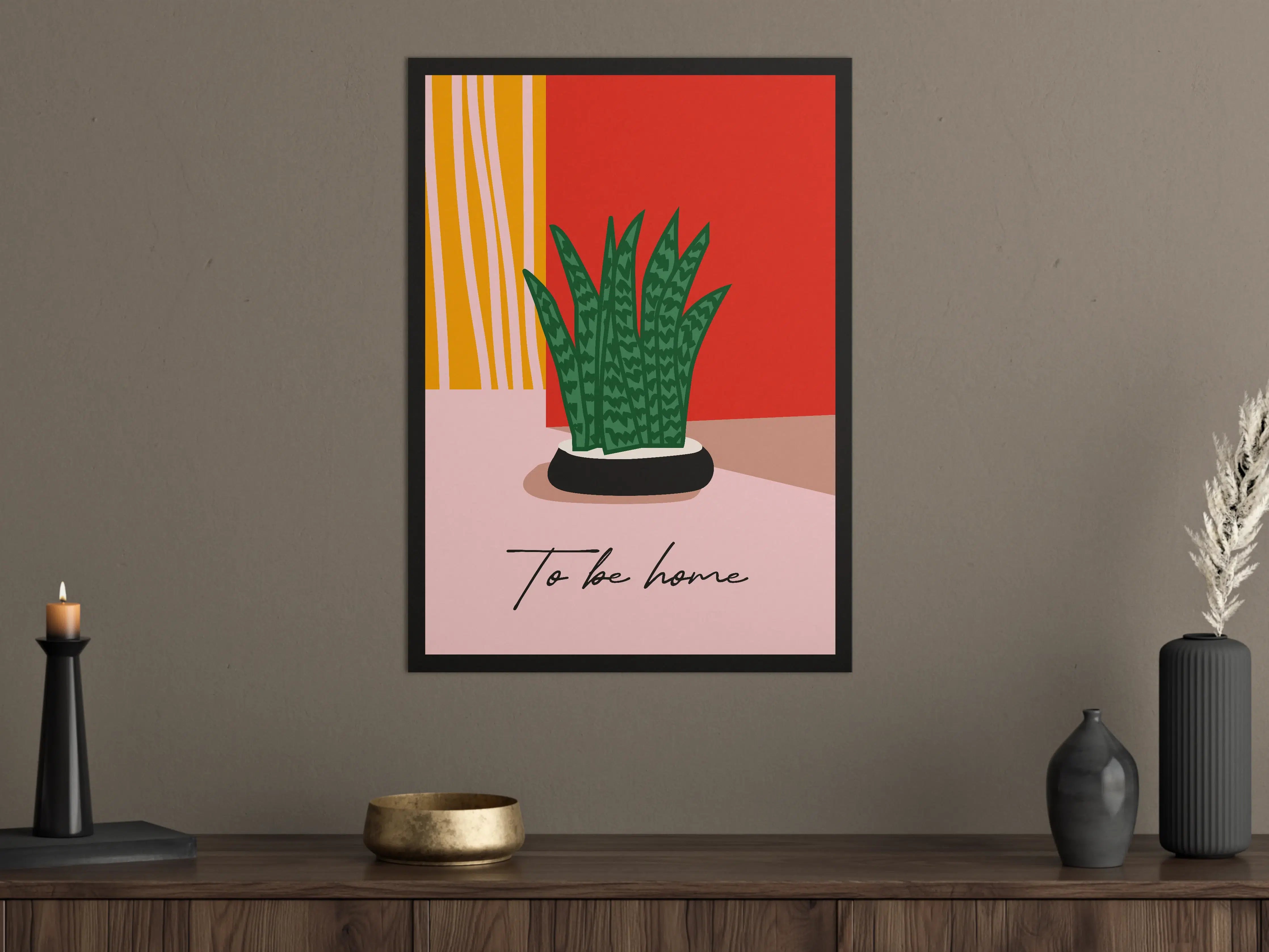 Große Wandbilder - Moderne Pflanzenillustration mit inspirierendem Spruch
