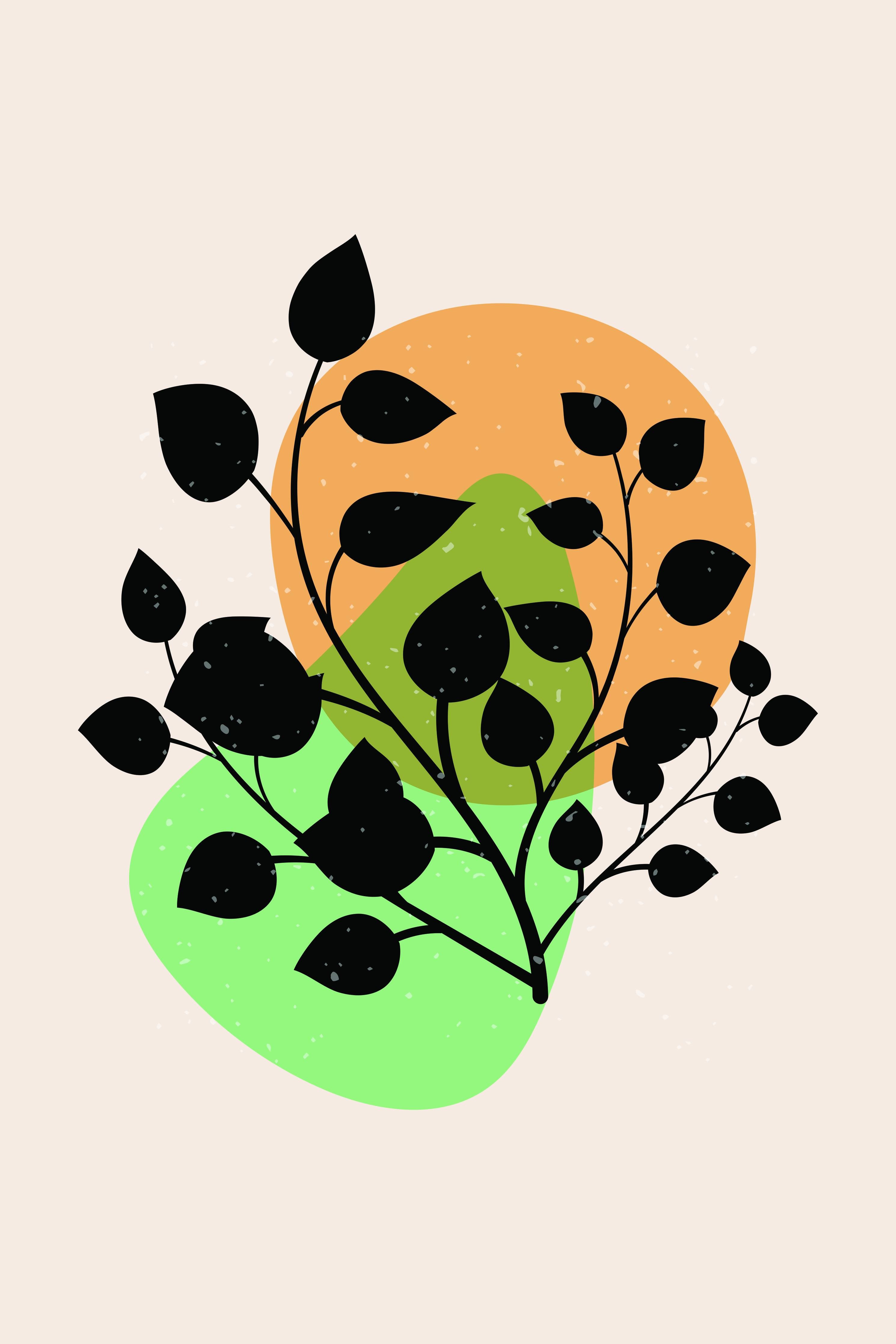 Große Wandbilder-Moderne Pflanzenillustration mit schwarzen Silhouetten