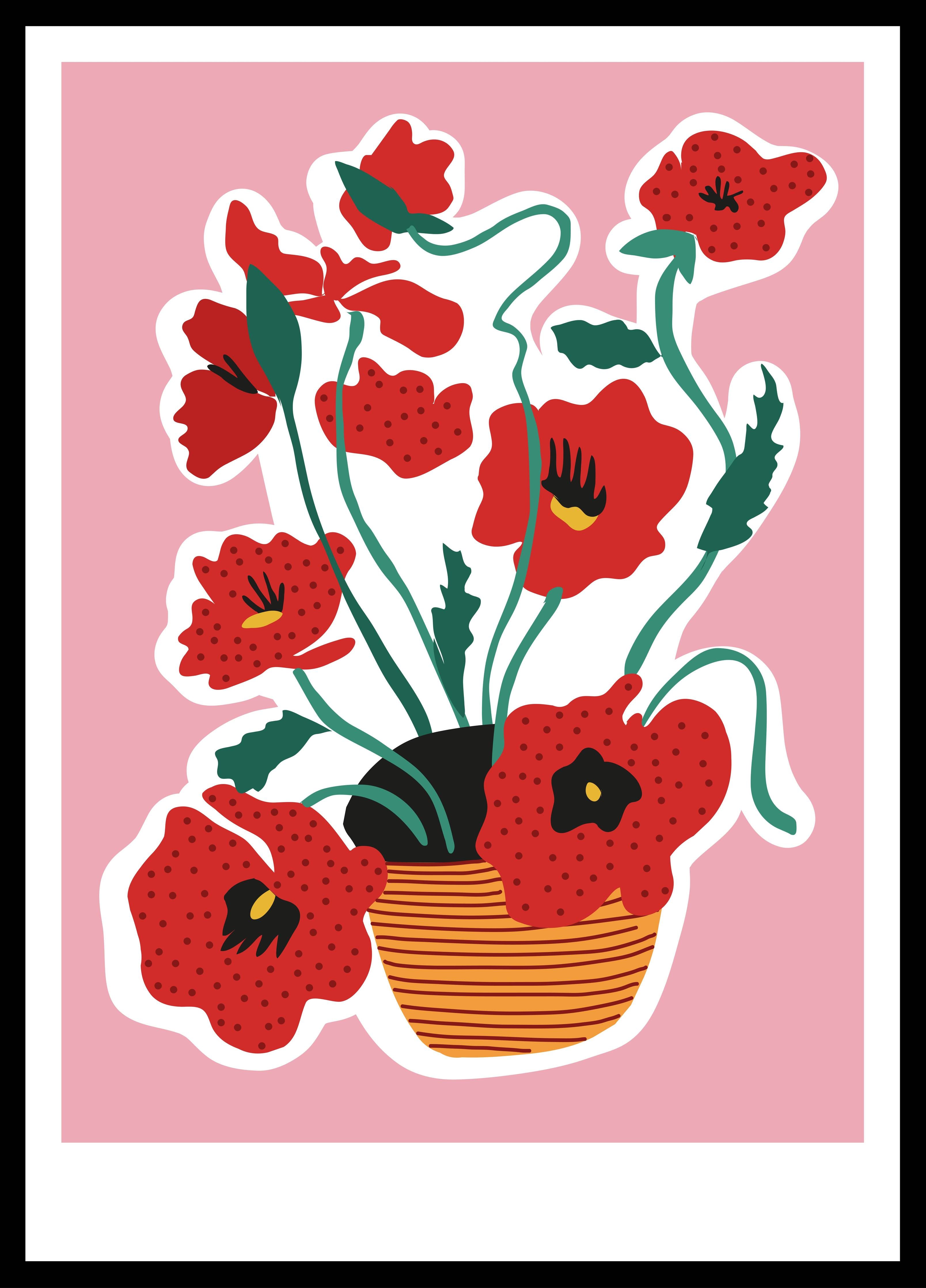 Große Wandbilder-Moderne Pop-Art Mohnblumen in Topf