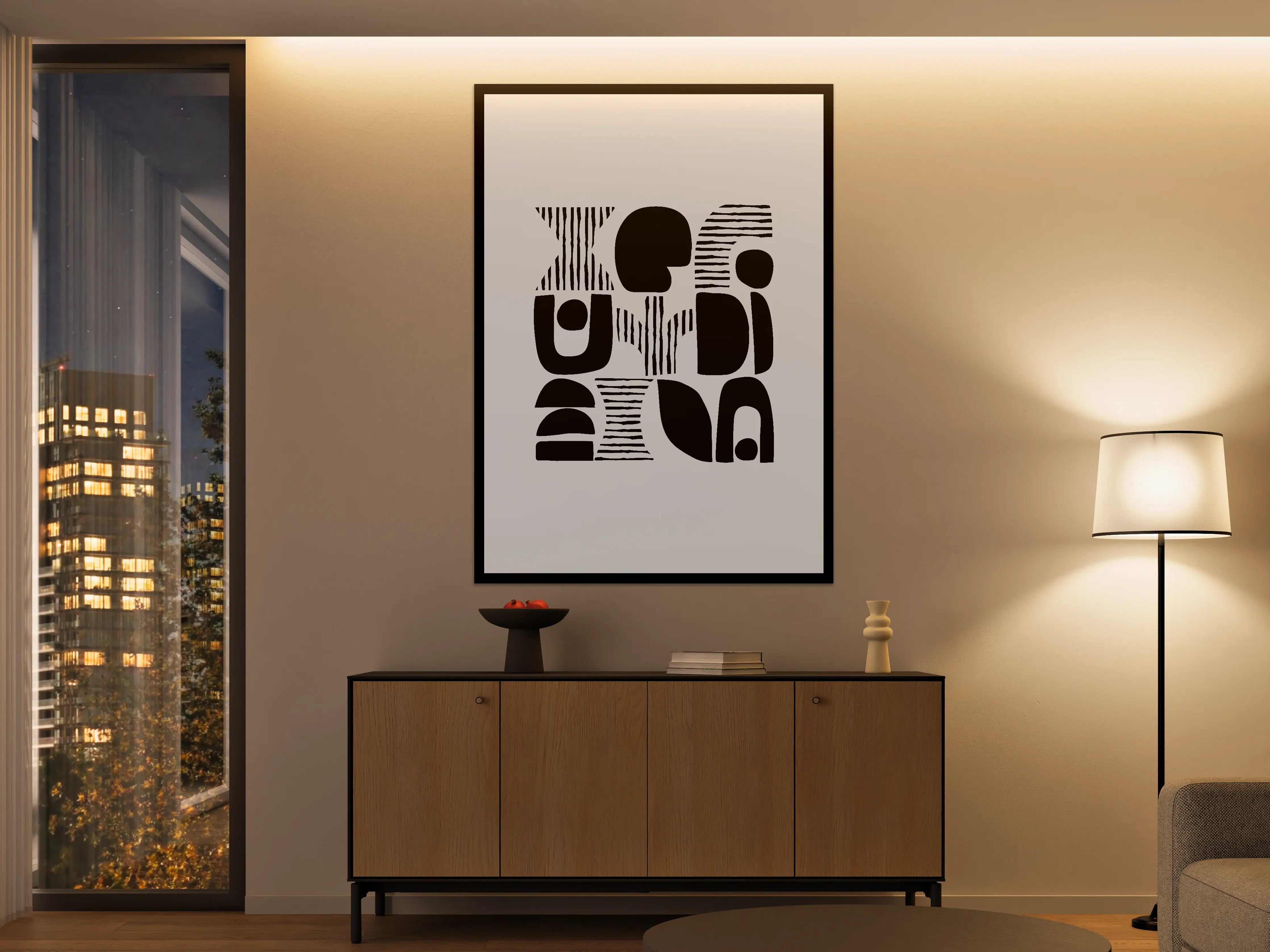 Große Wandbilder - Moderne Schwarz-Weiß-Kunst mit geometrischen Formen
