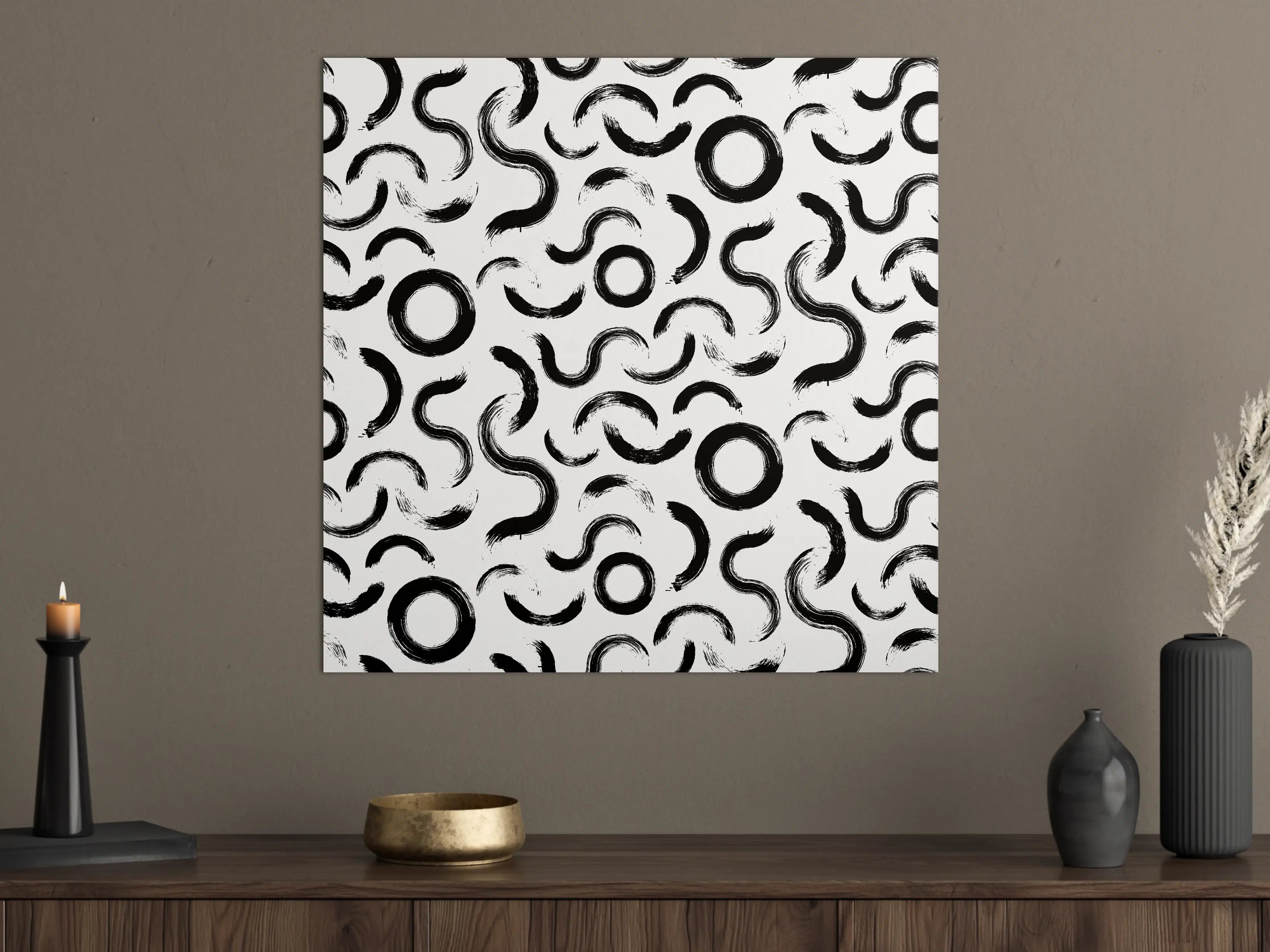 Große Wandbilder - Moderne Schwarz-Weiß-Musterwand