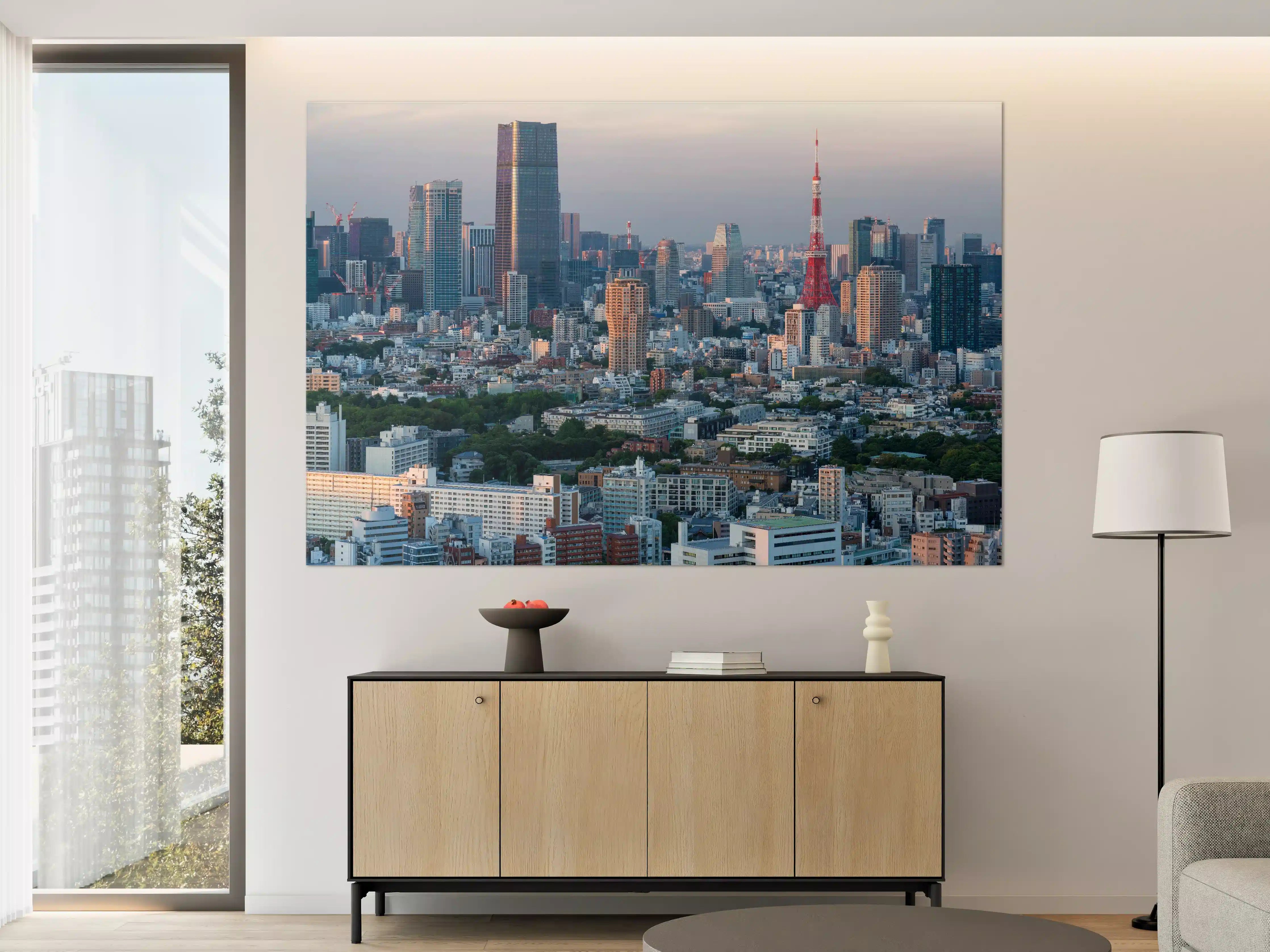 Große Wandbilder - Moderne Stadt Frankfurt bei Sonnenuntergang